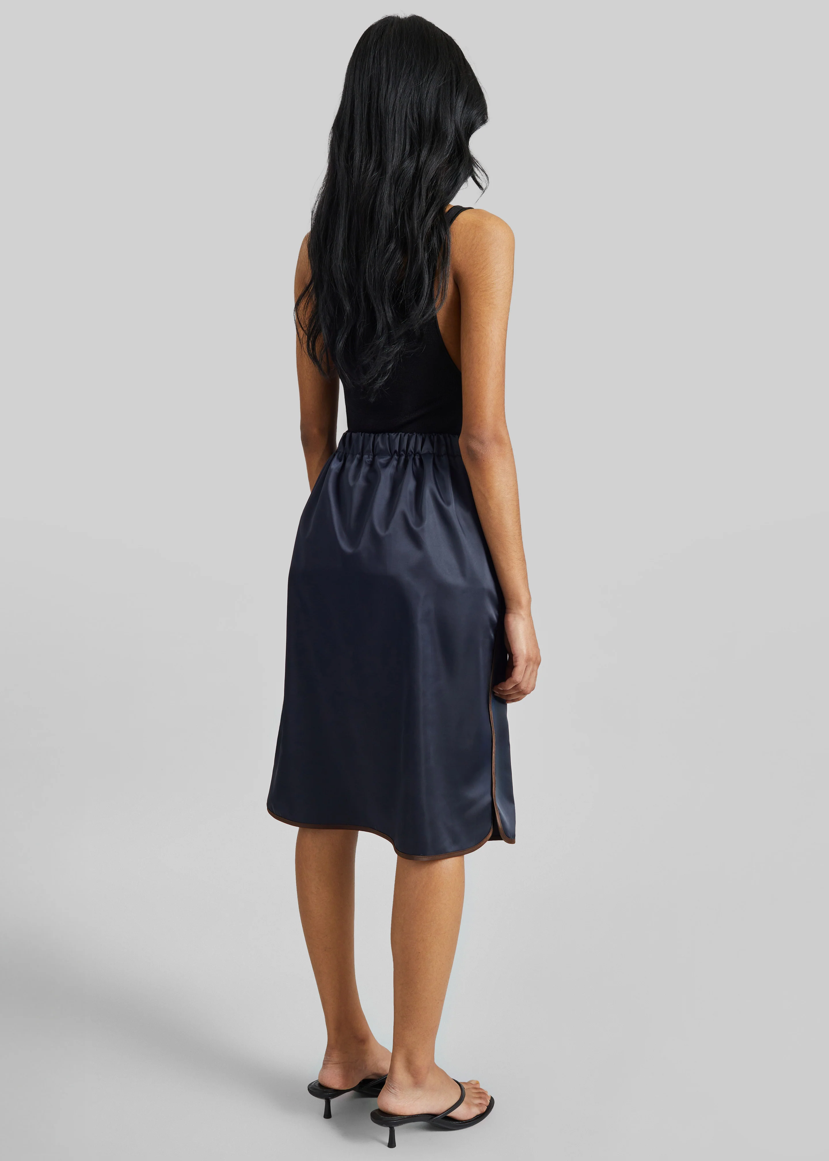 Munich Contrast Piping Midi Skirt - Navy - Image 8