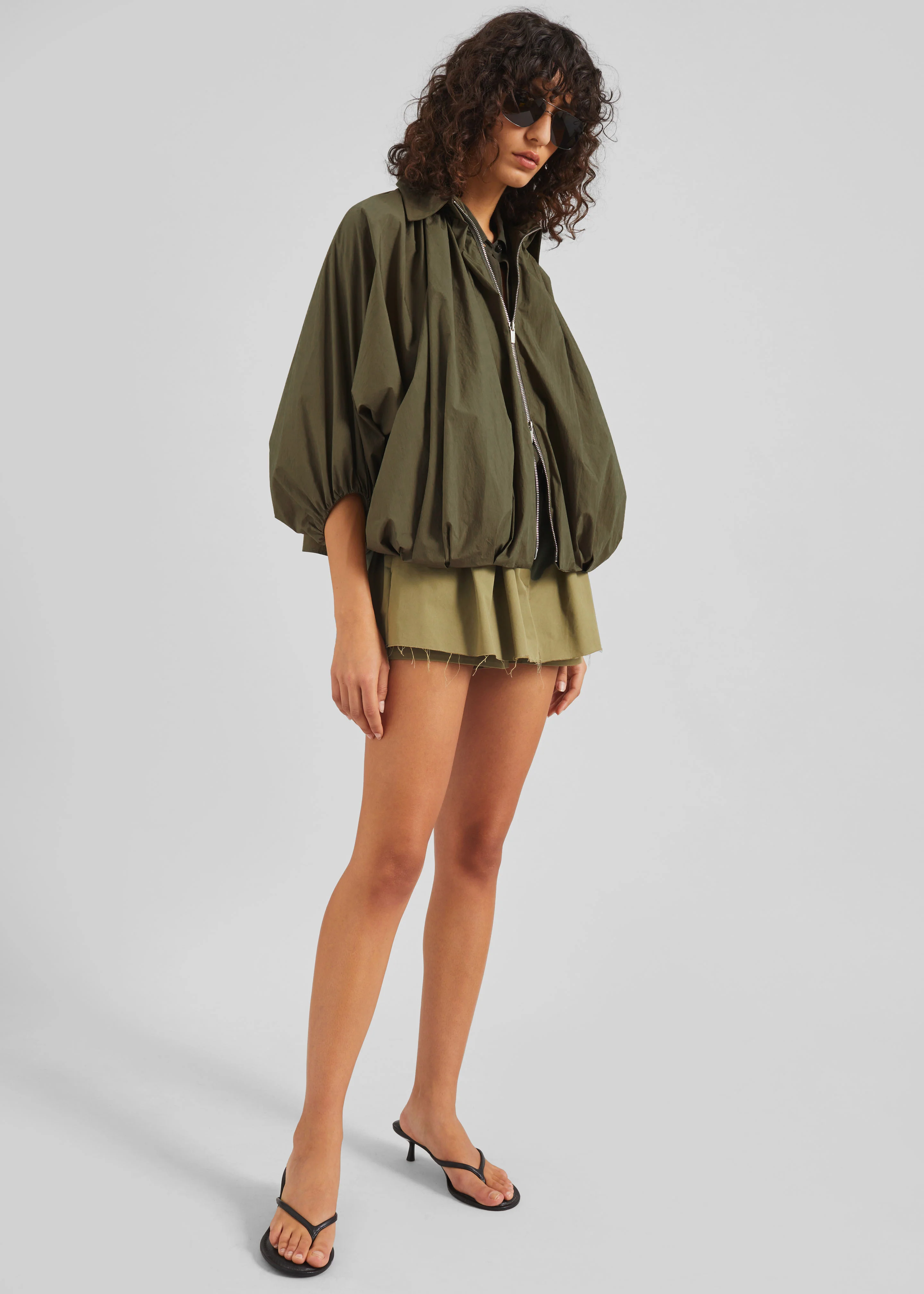 Murray Batwing Sleeve Balloon Jacket - Olive Brown - Image 4