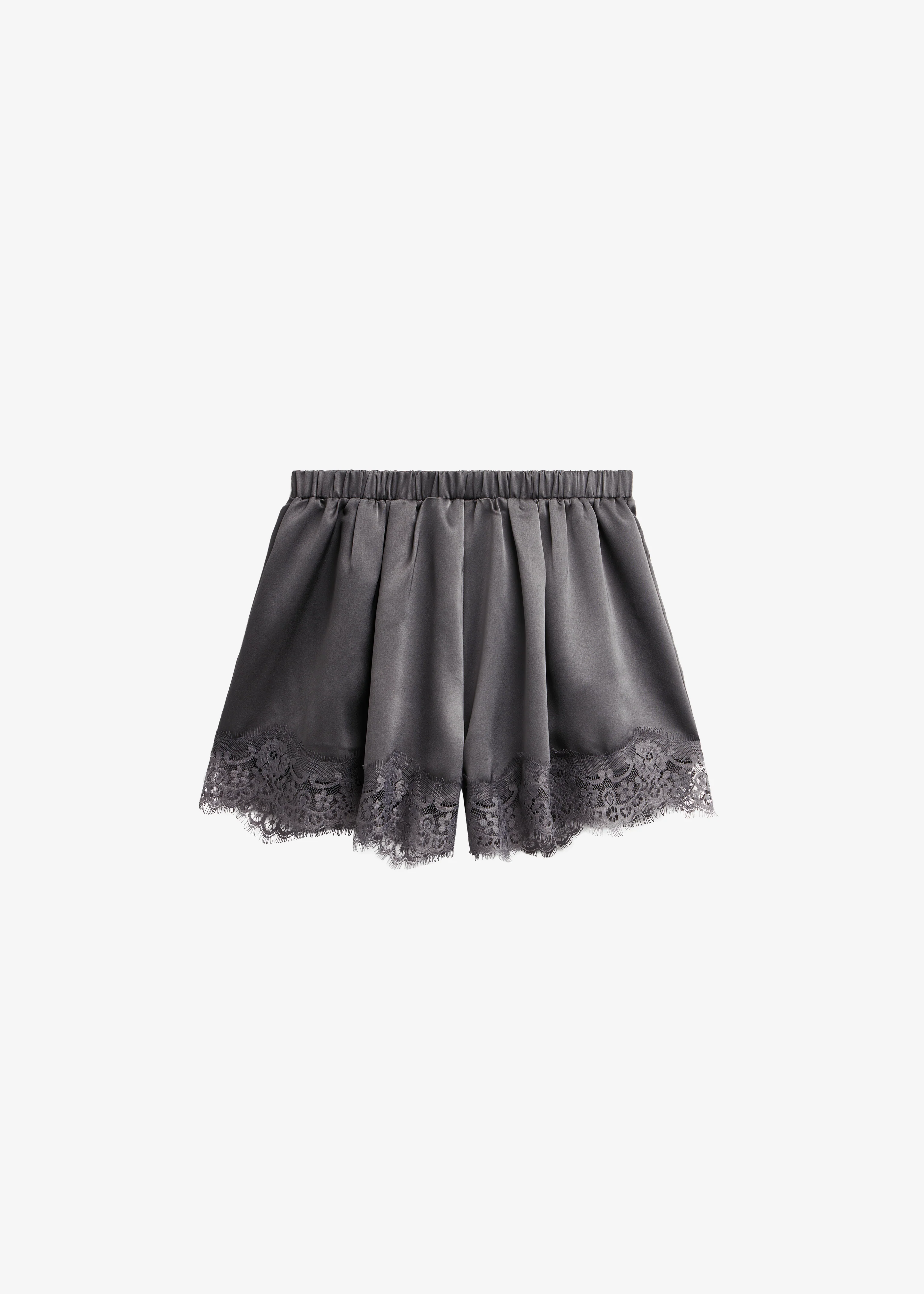Mylah Satin Lace Trim Shorts - Slate Grey - Image 10