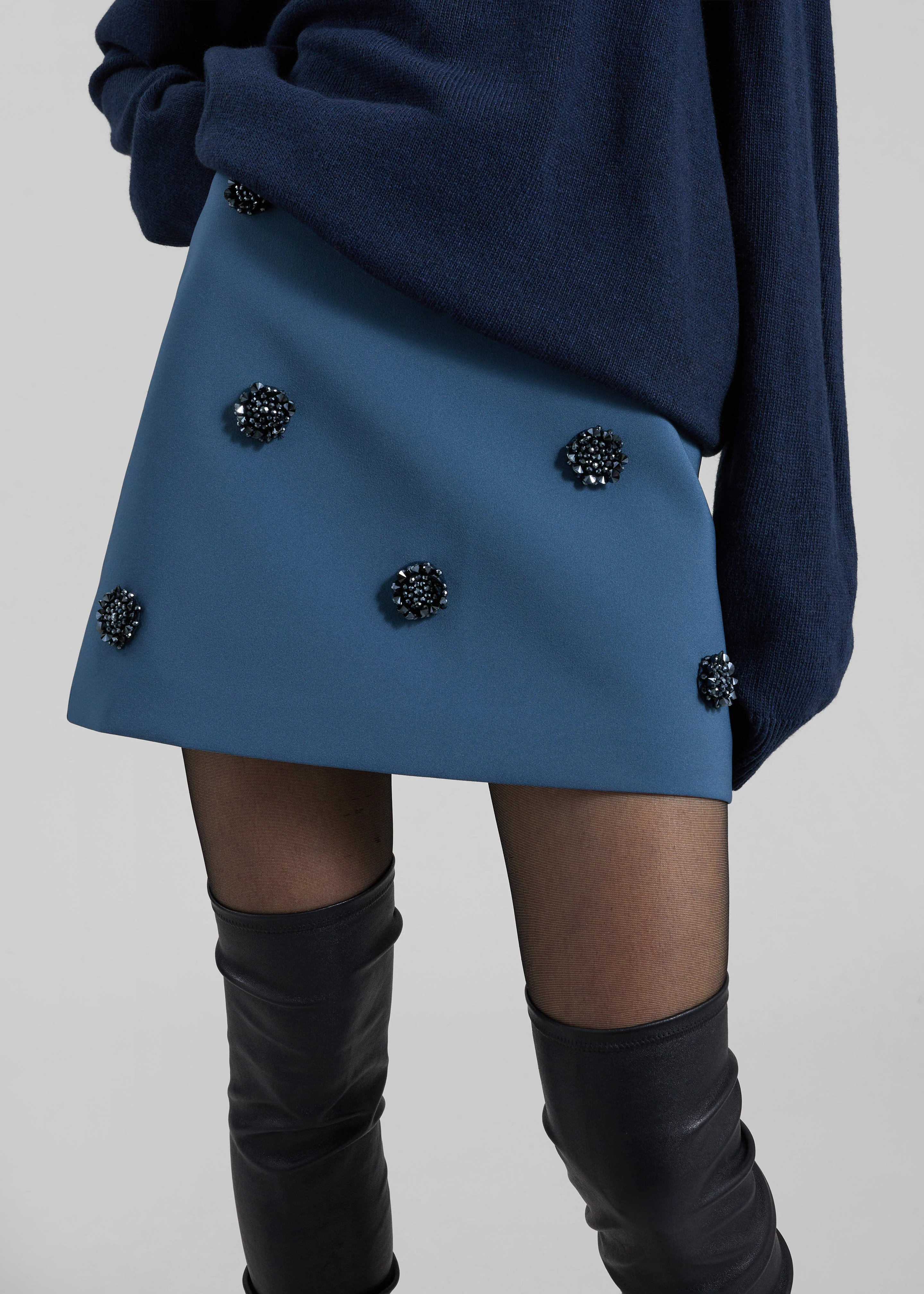 Nancy Embellished Mini Skirt - Blue - Image 2