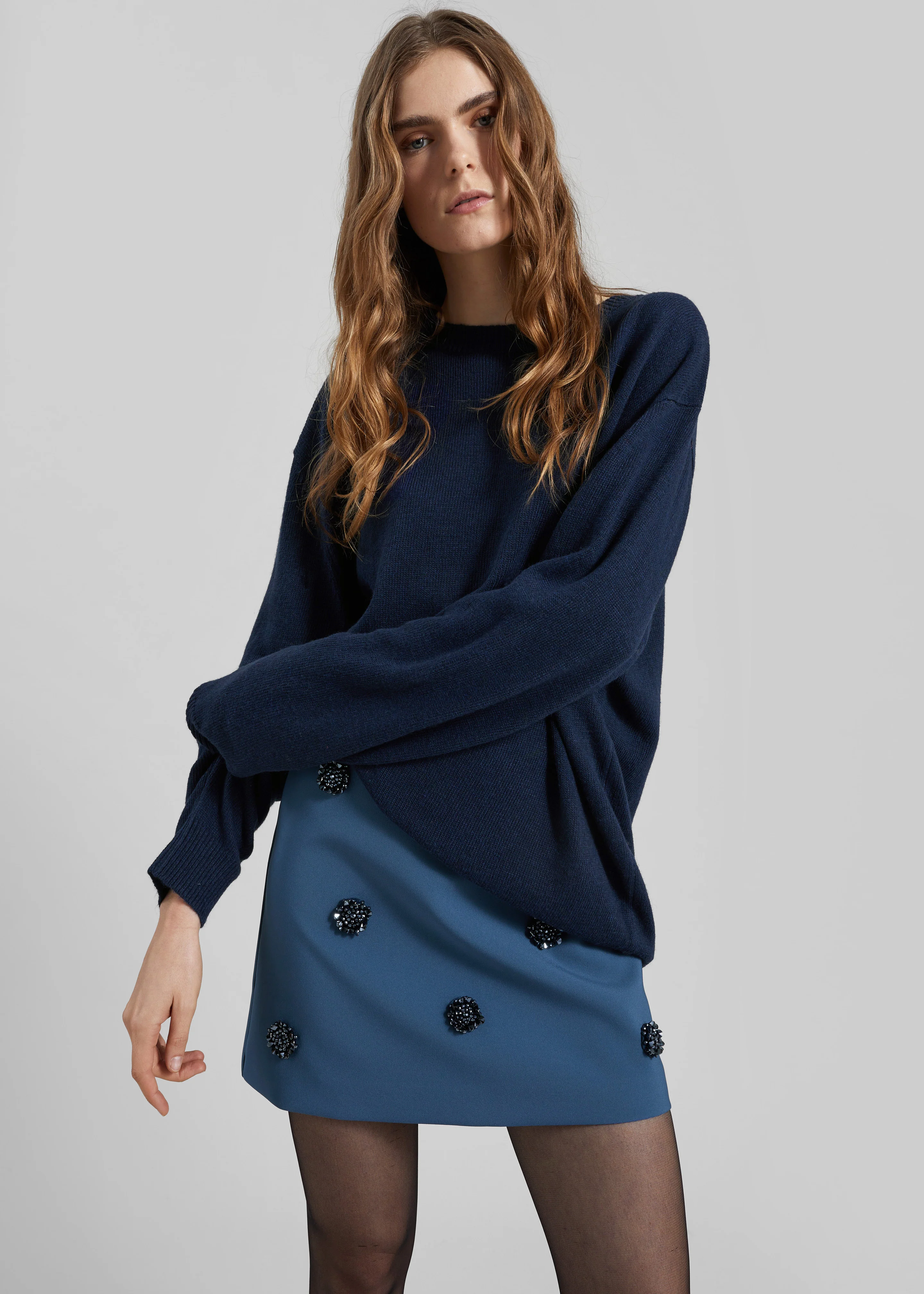 Nancy Embellished Mini Skirt - Blue - Image 3