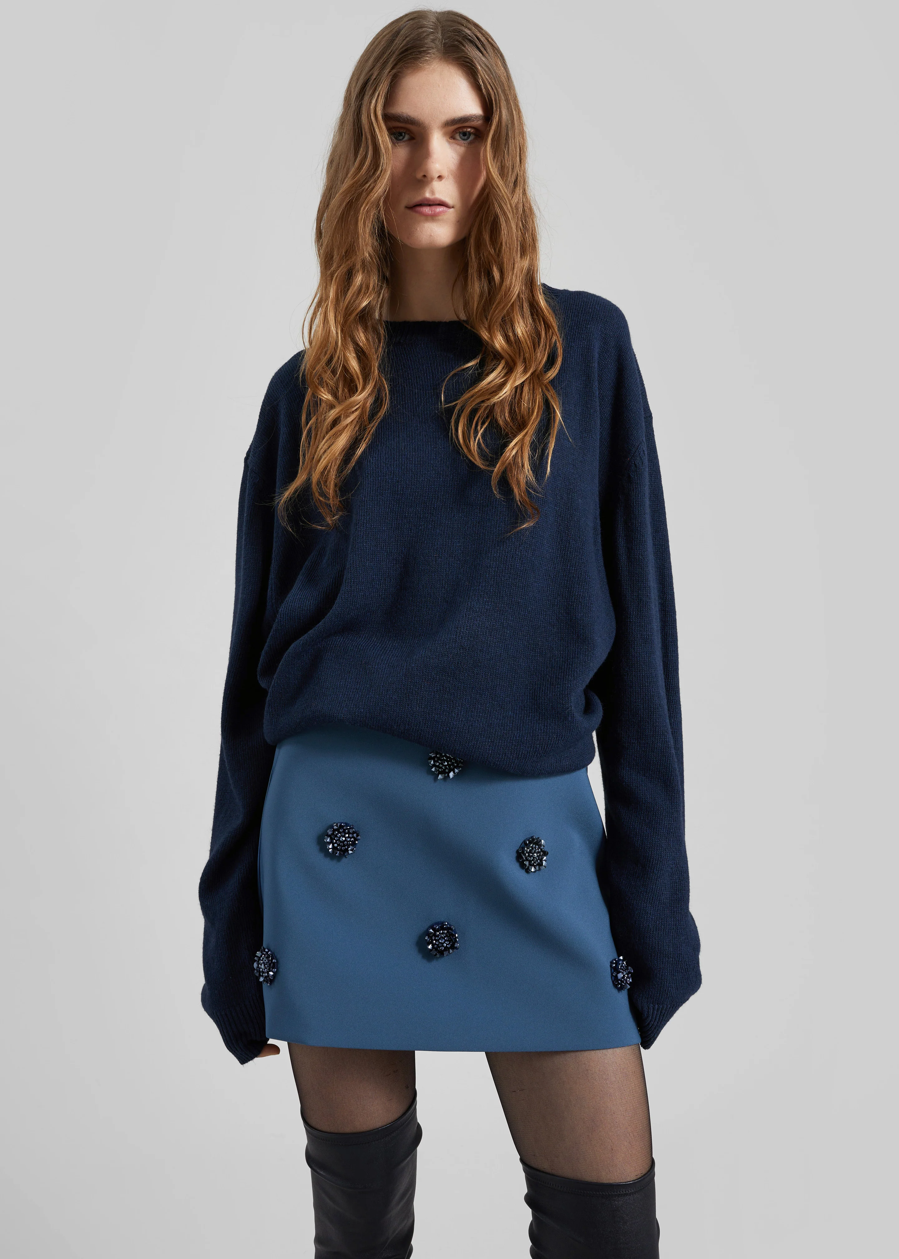 Nancy Embellished Mini Skirt - Blue - Image 5