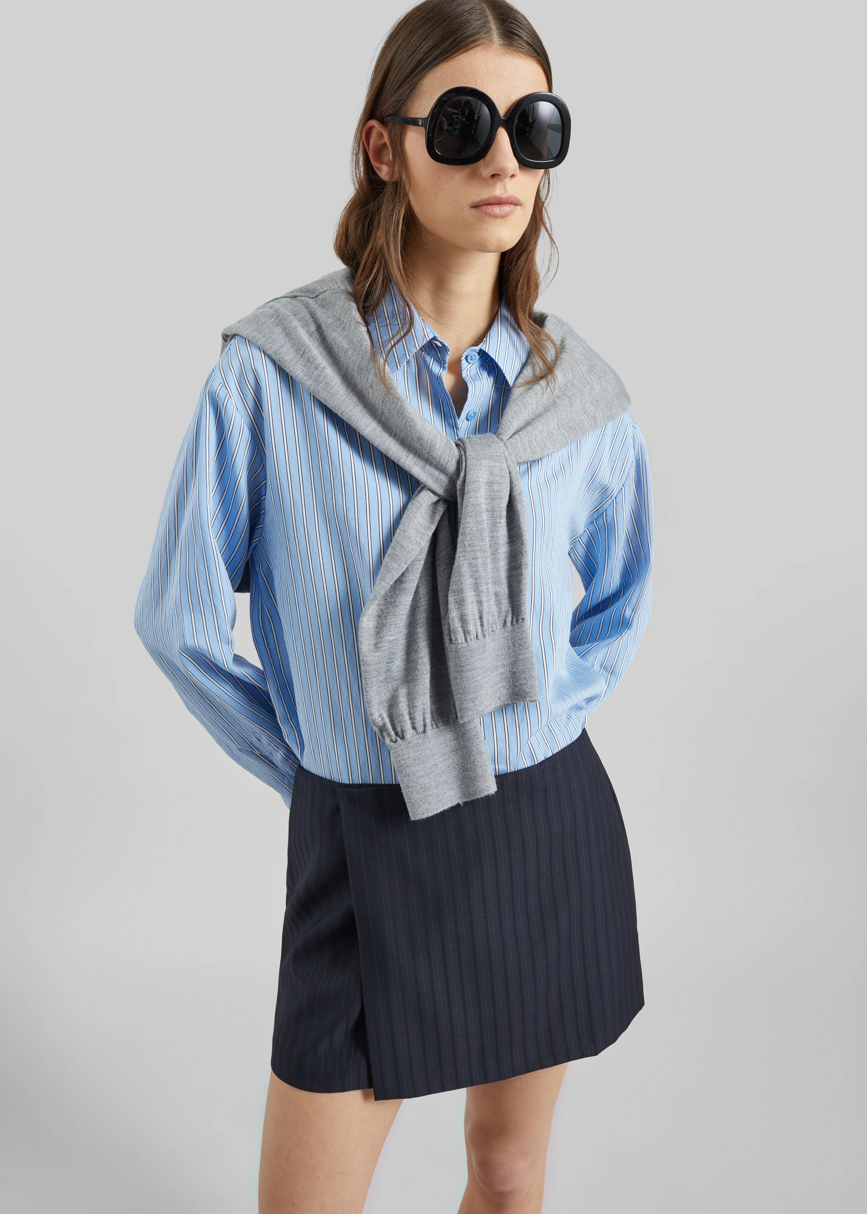Narah Mini Skirt - Navy/White Pinstripe - Image 6