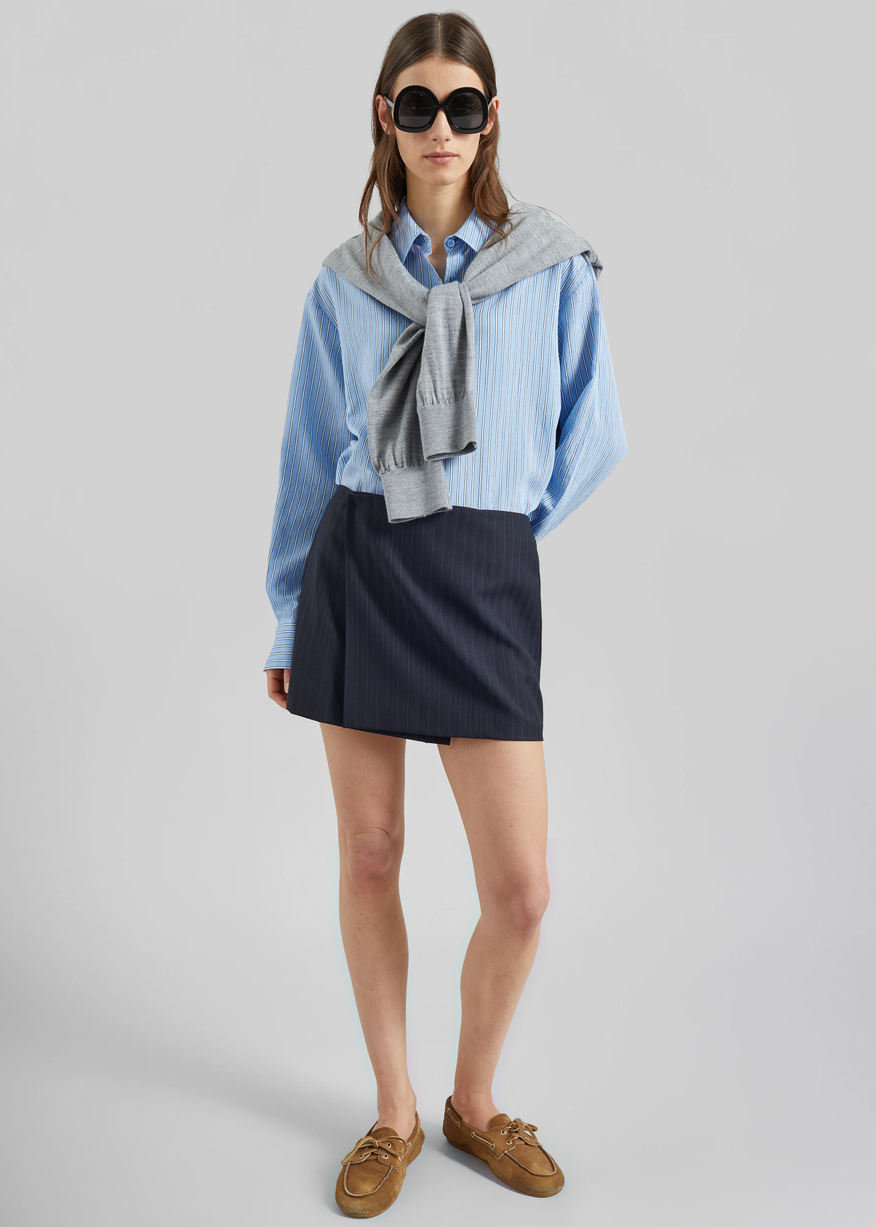 Narah Mini Skirt - Navy/White Pinstripe - Image 7