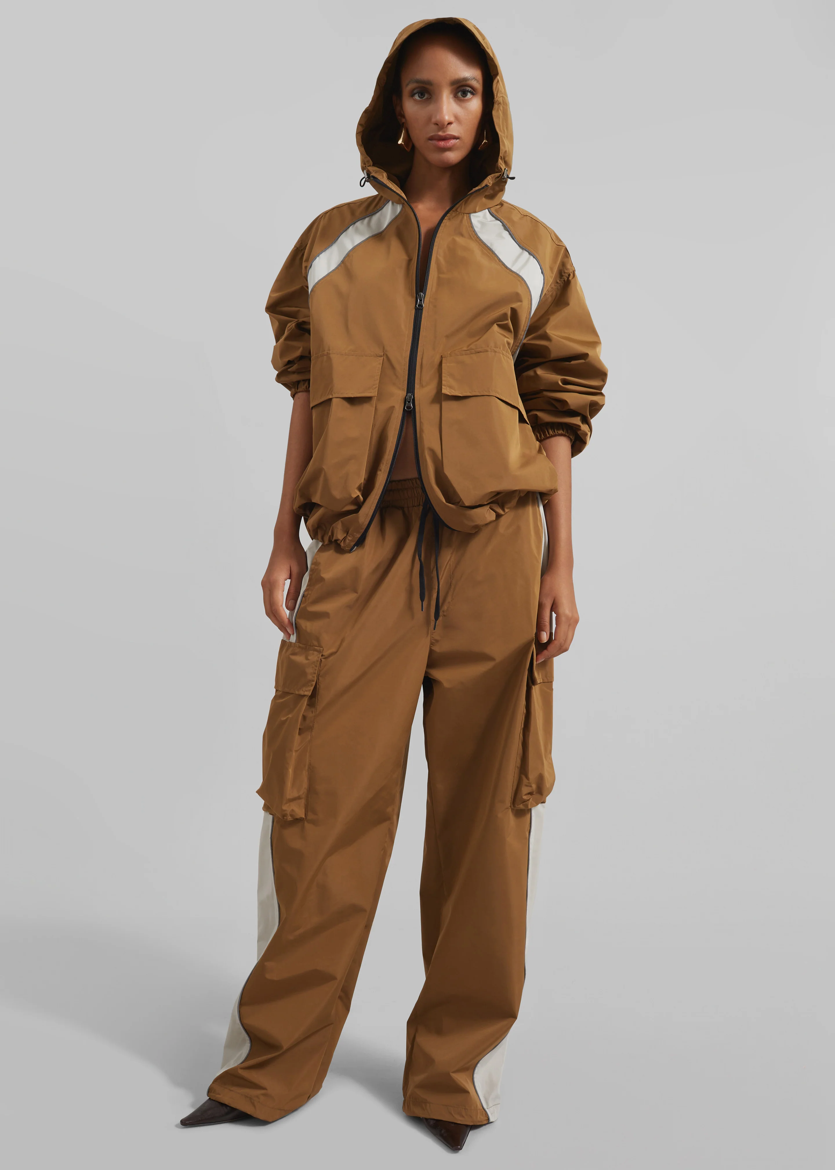 Navan Windbreaker Cargo Jacket - Brown - Image 5