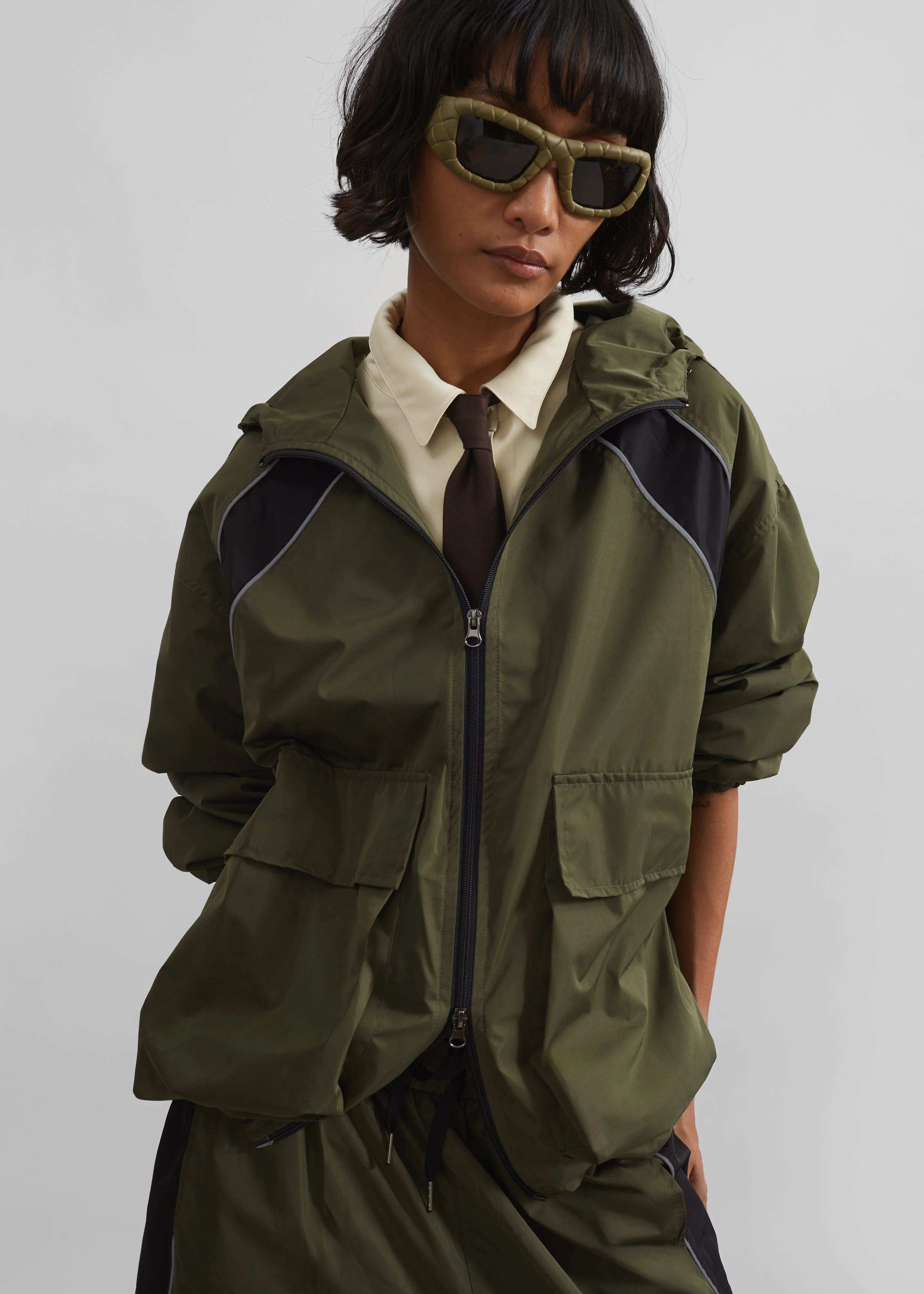 Navan Windbreaker Cargo Jacket - Khaki - Image 7