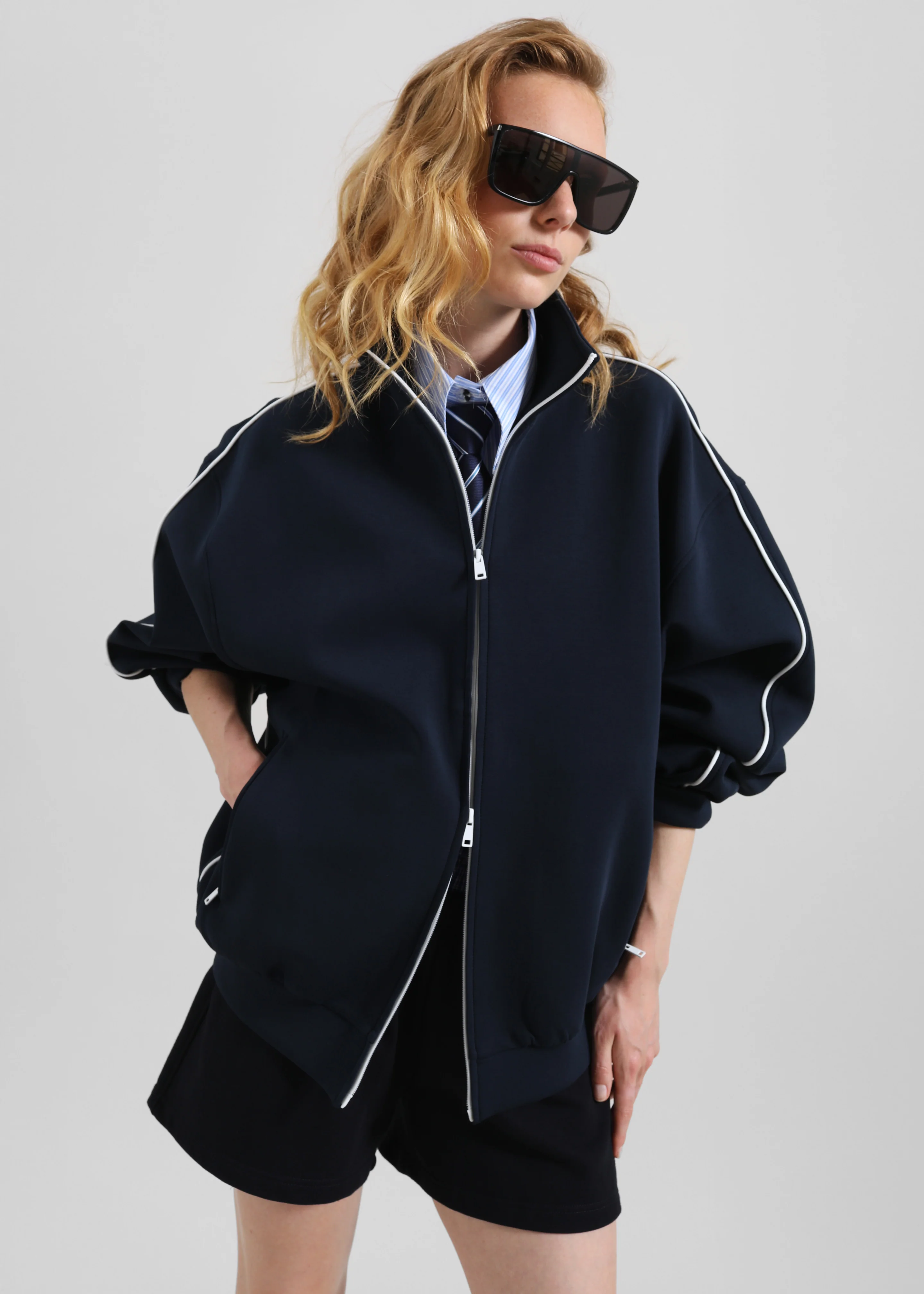 Nayen Zip-Up Jacket - Navy - Image 9