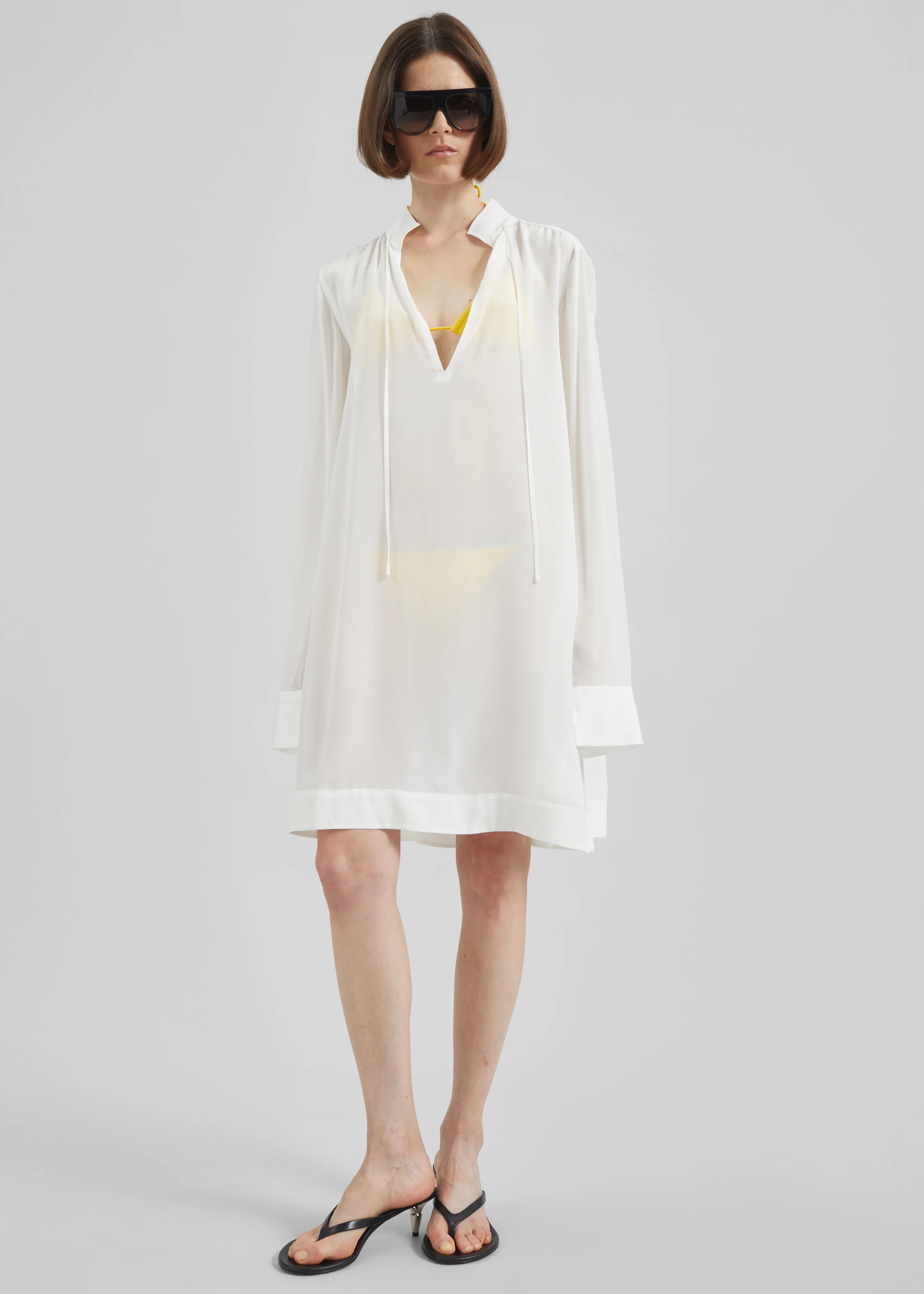 Nazare Fluid Shirt Dress - White - Image 3