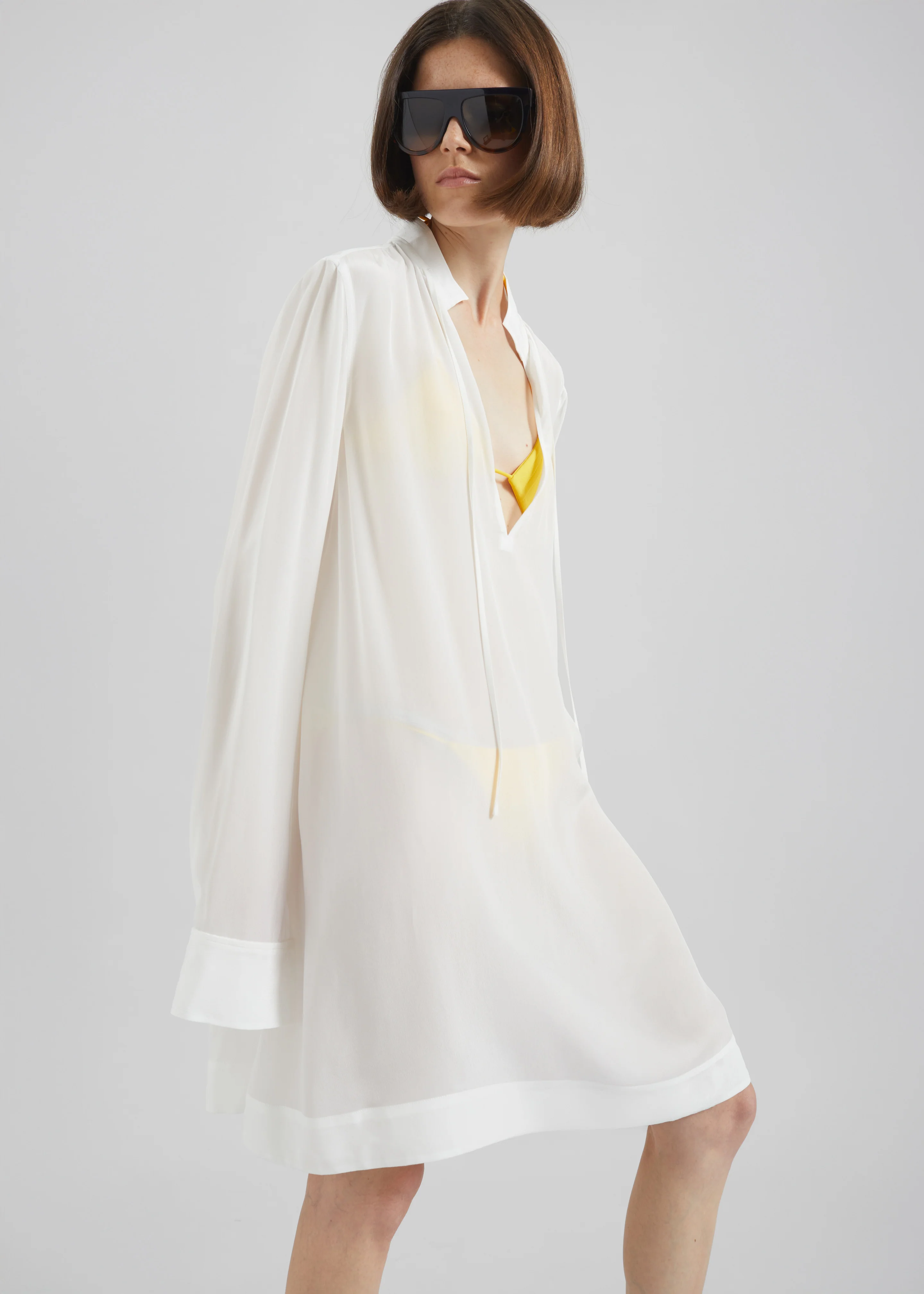 Nazare Fluid Shirt Dress - White - Image 6
