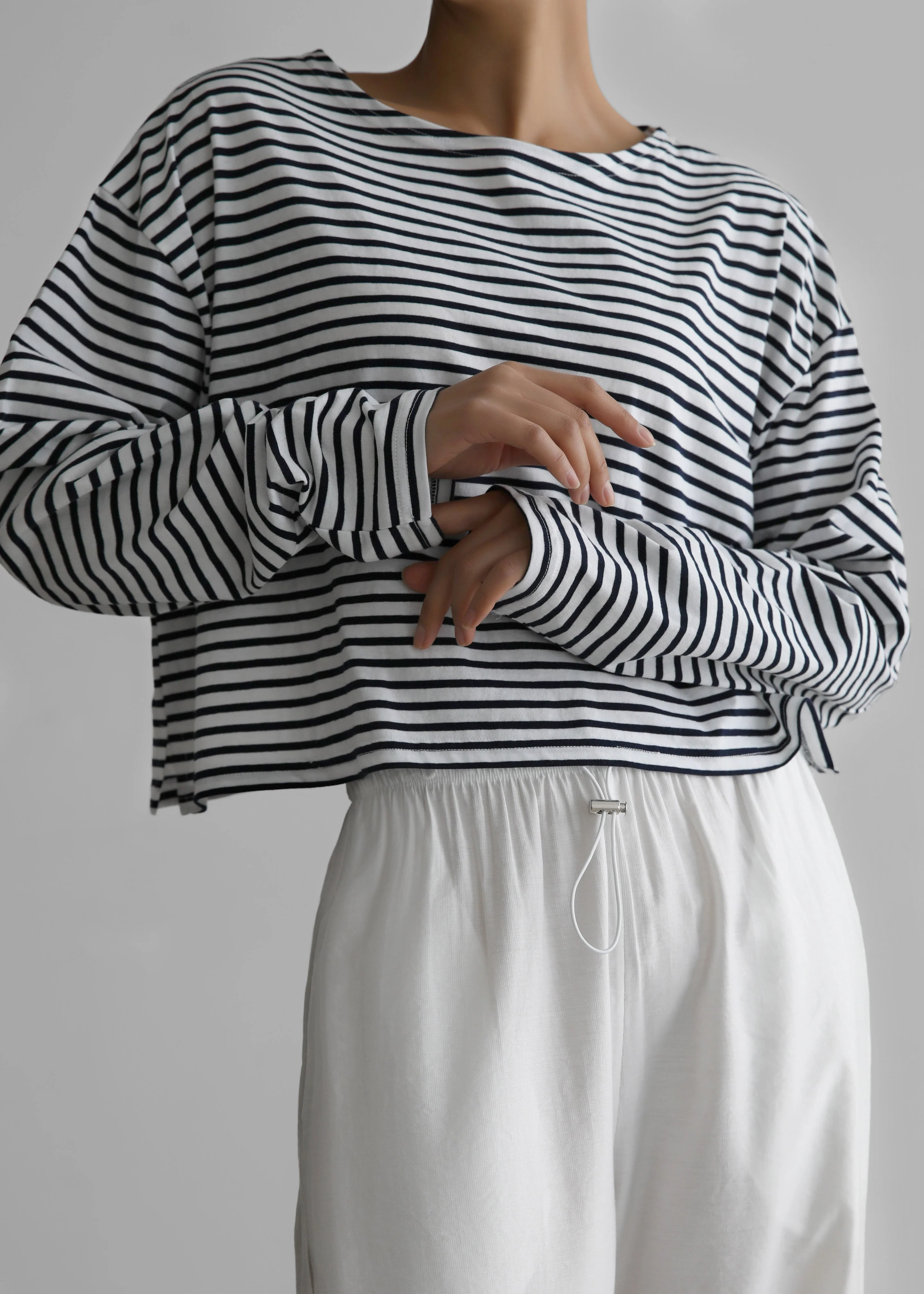 Neha Cropped Top - Navy Stripe - Image 3