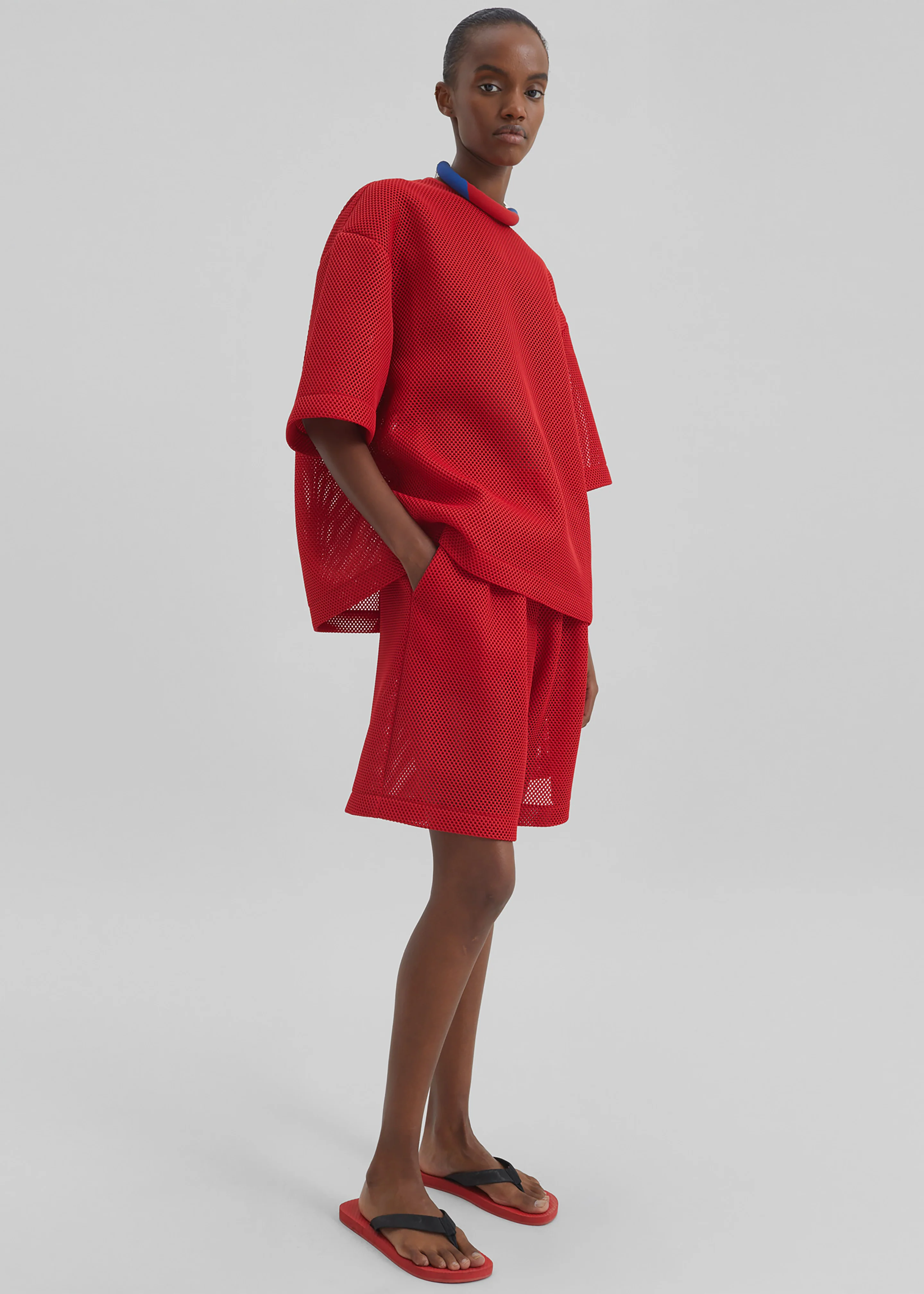Nela Mesh Boxy T-Shirt - Red - Image 5