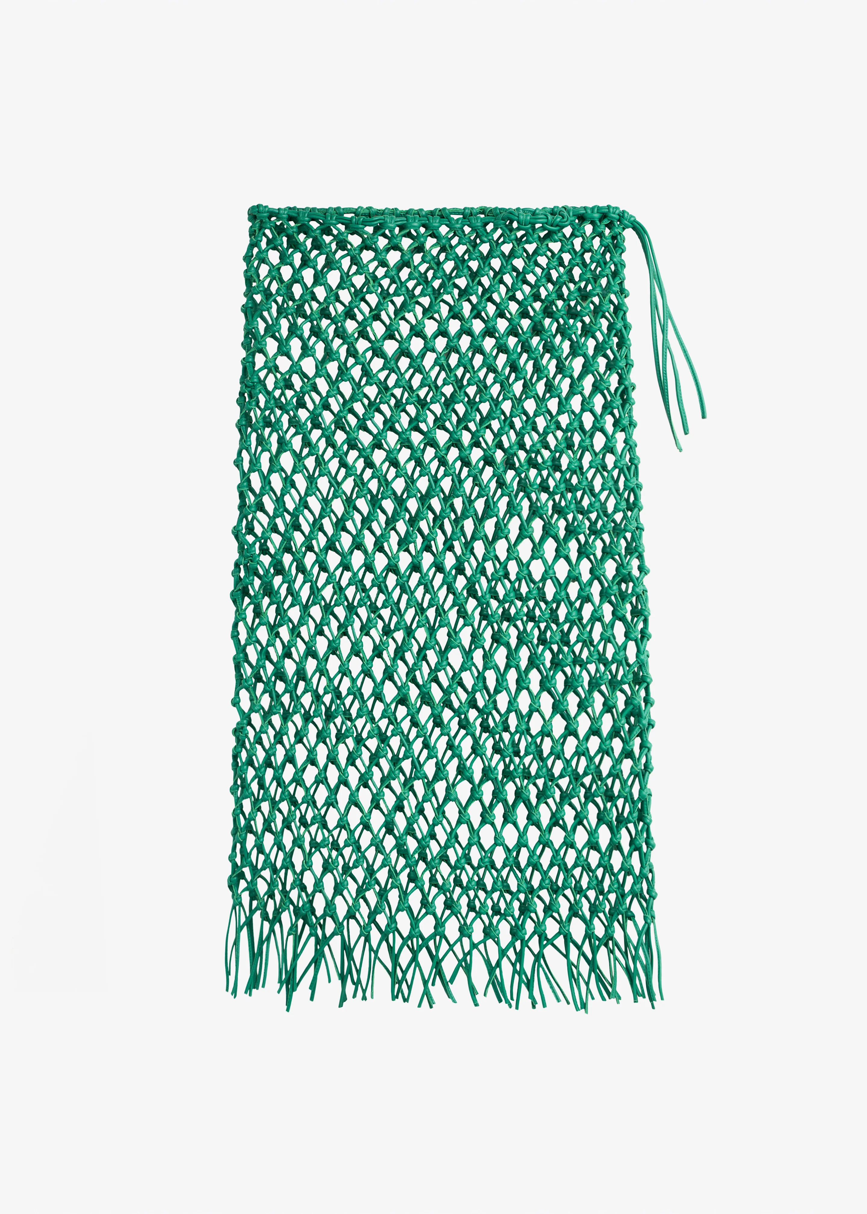 Nelaya Leather Macrame Skirt - Emerald - Image 10
