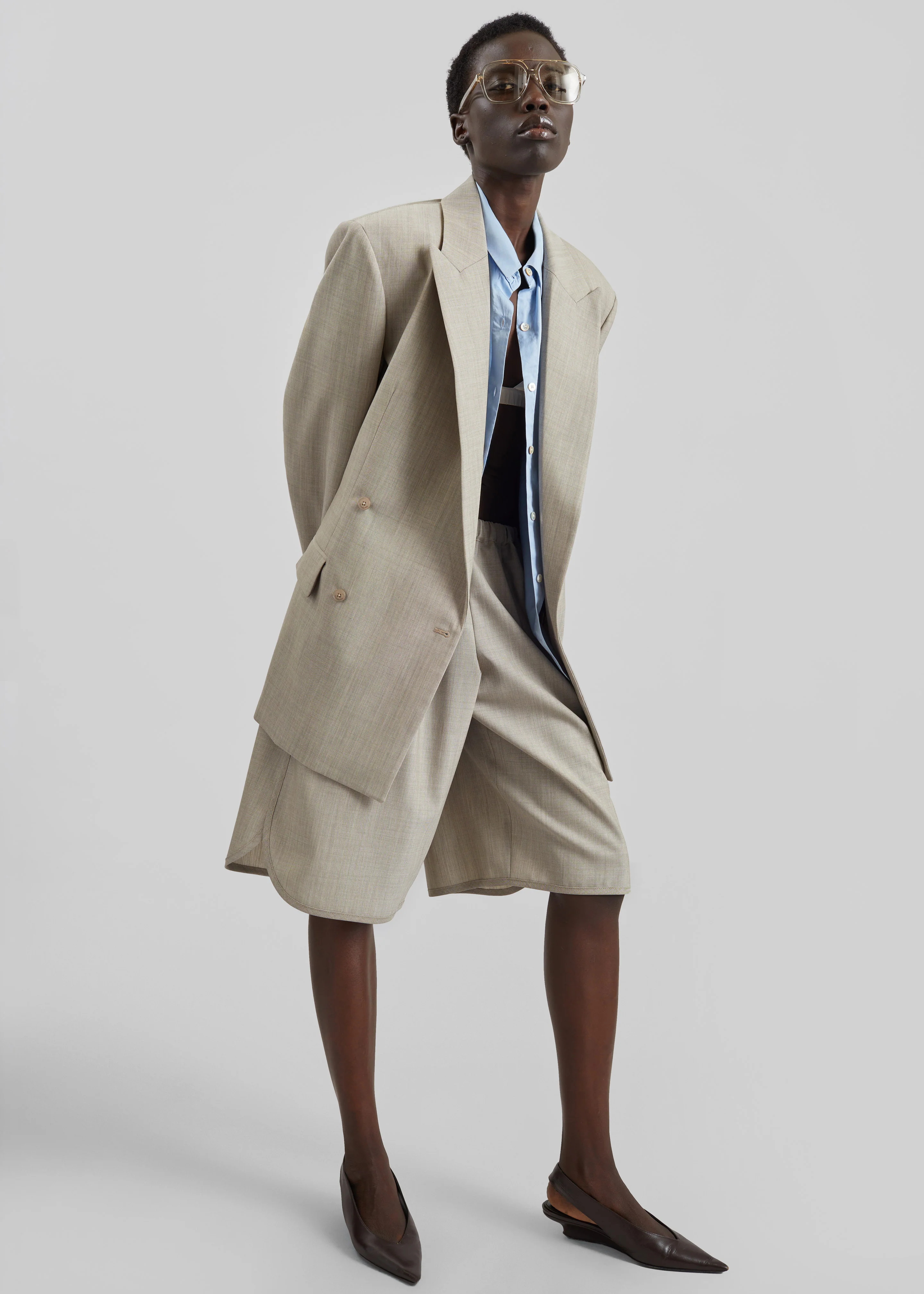 Nelis Suiting Bermuda Shorts - Beige Melange - Image 5