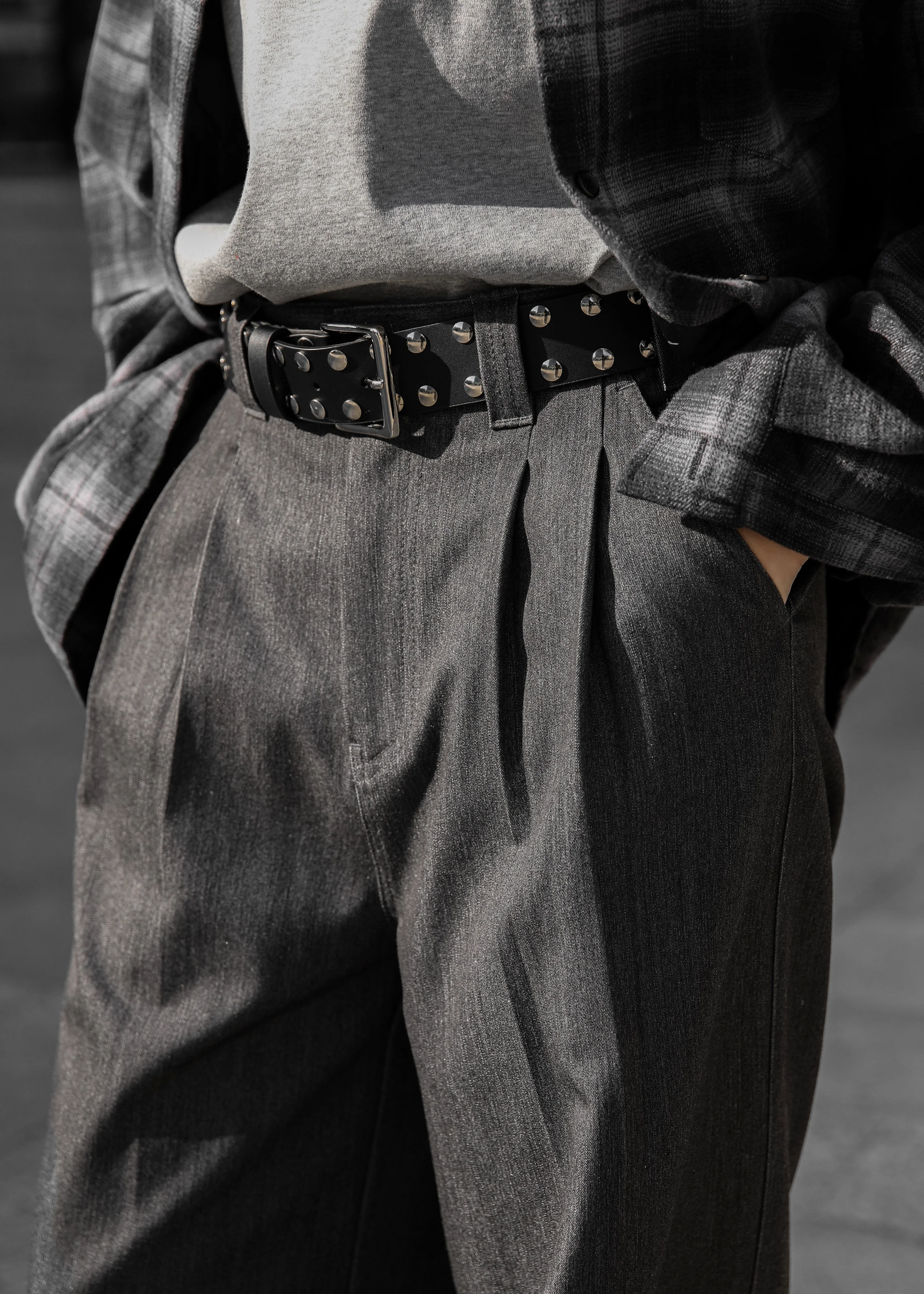 Nellore Pleated Denim Pants - Dark Grey Melange - Image 8