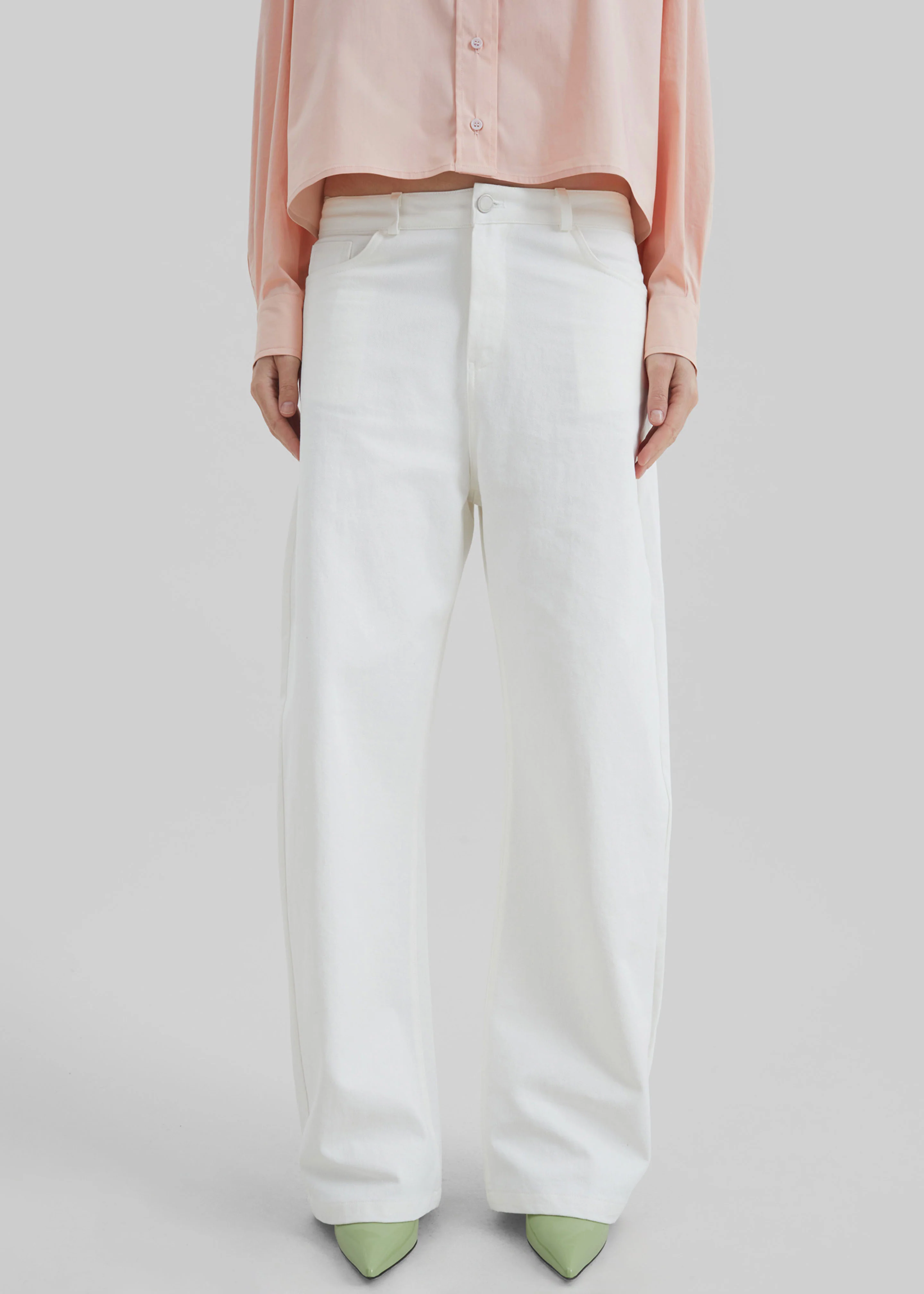 Nelton Barrel Leg Jeans - White - Image 9