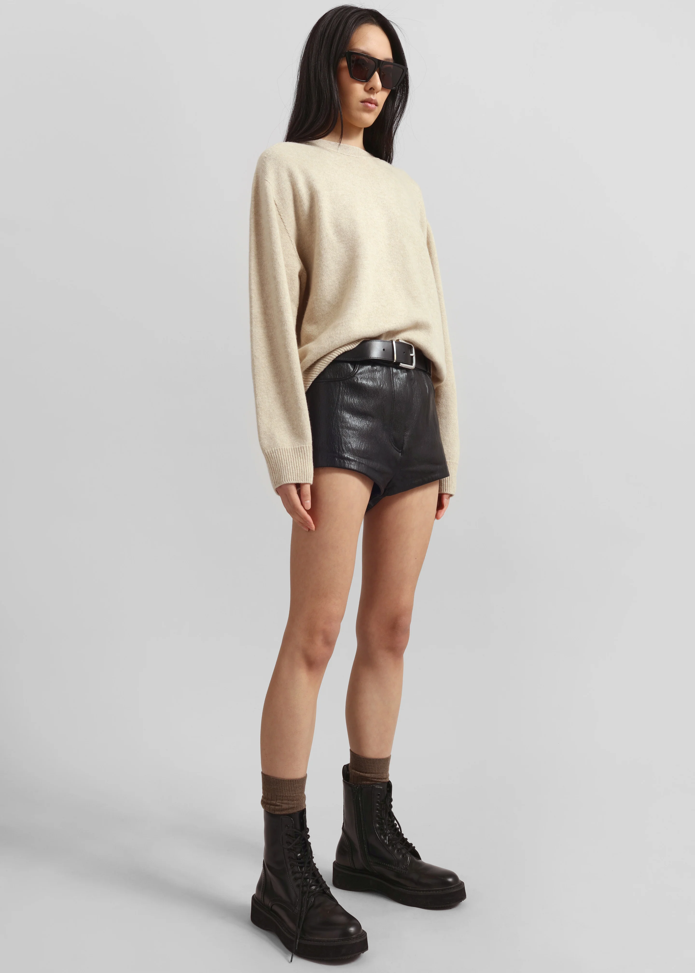 Nevis Faux Leather Hot Pants - Black - Image 5