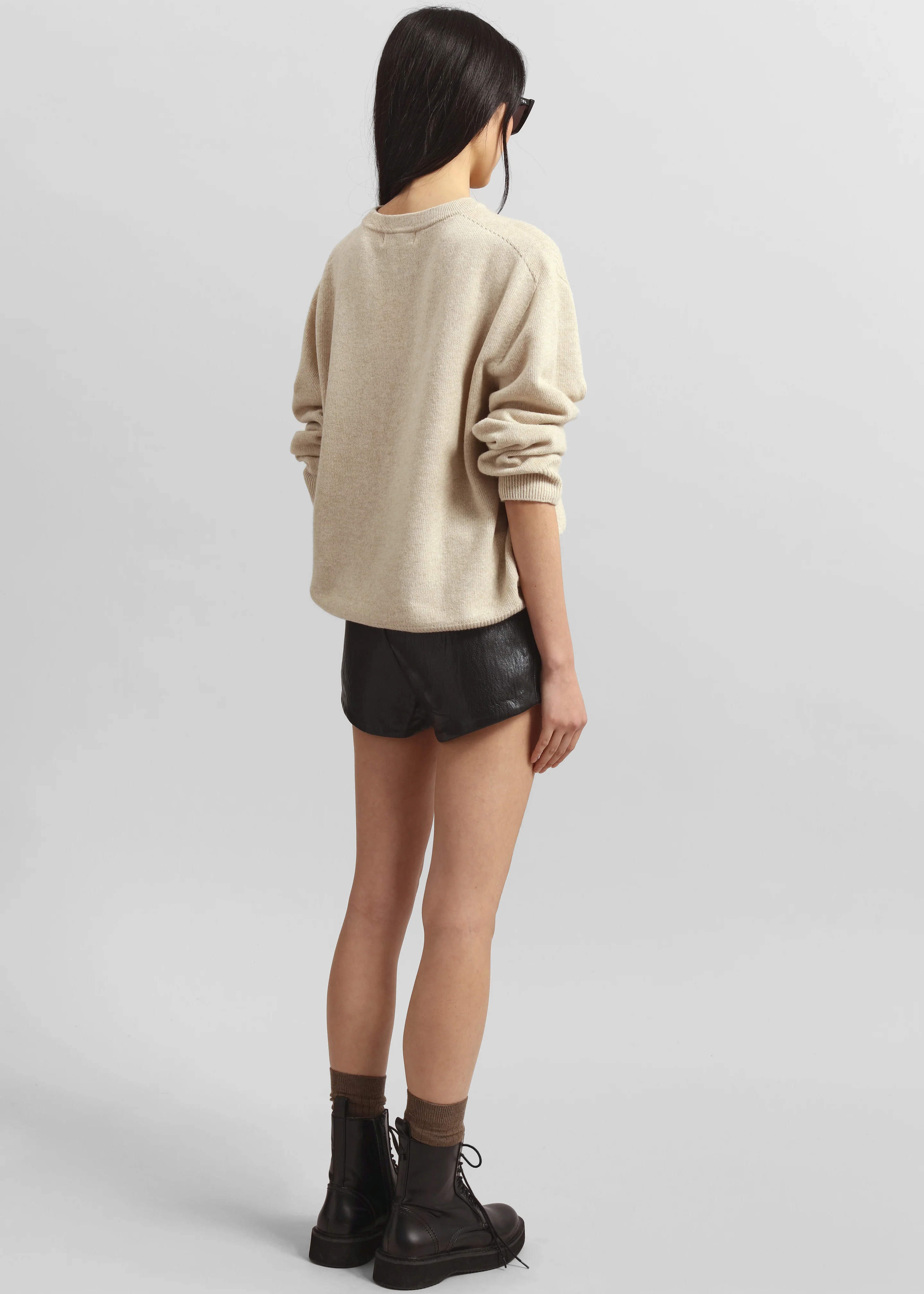 Nevis Faux Leather Hot Pants - Black - Image 6