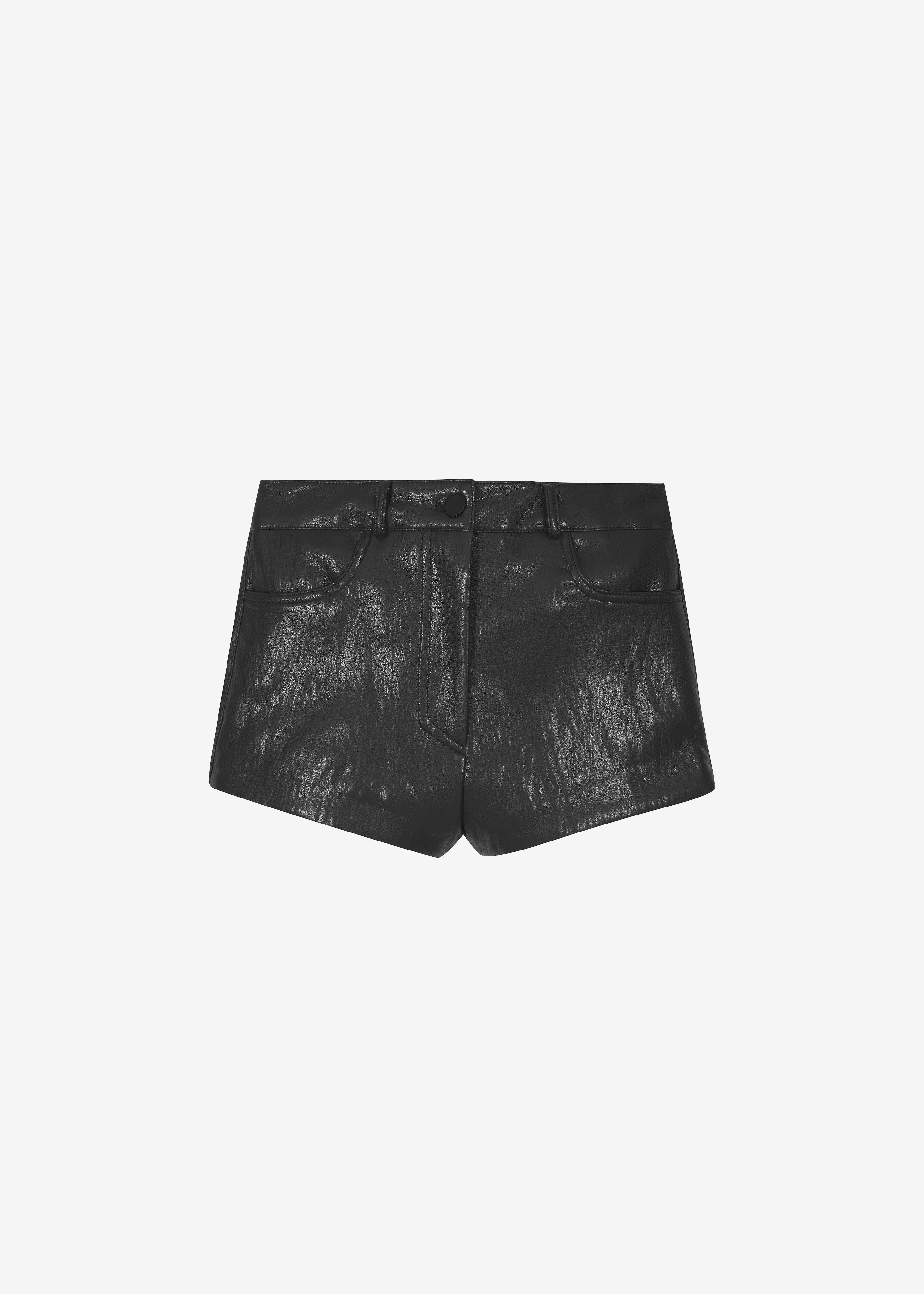 Nevis Faux Leather Hot Pants - Black - Image 7