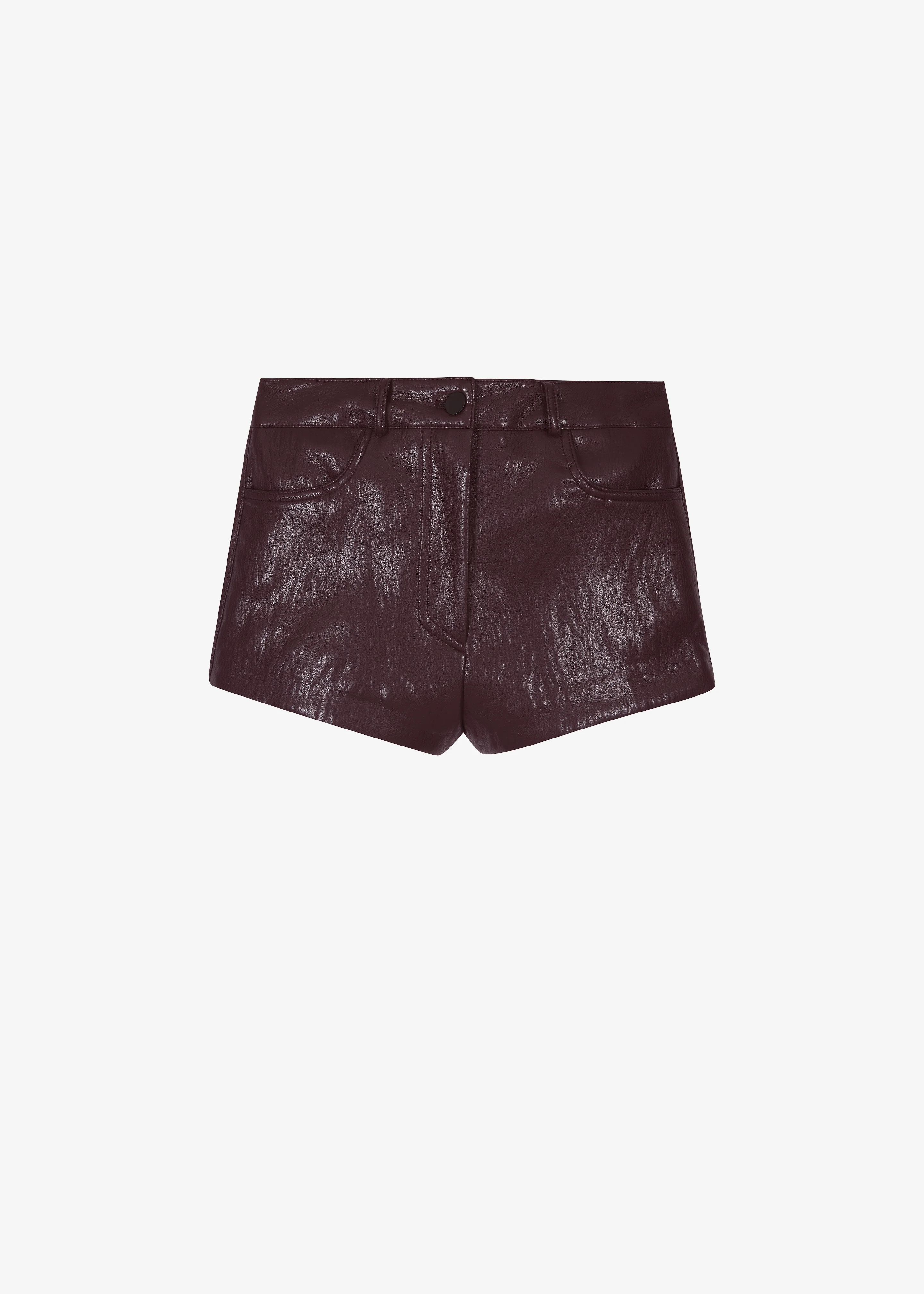 Nevis Faux Leather Hot Pants - Burgundy - Image 10