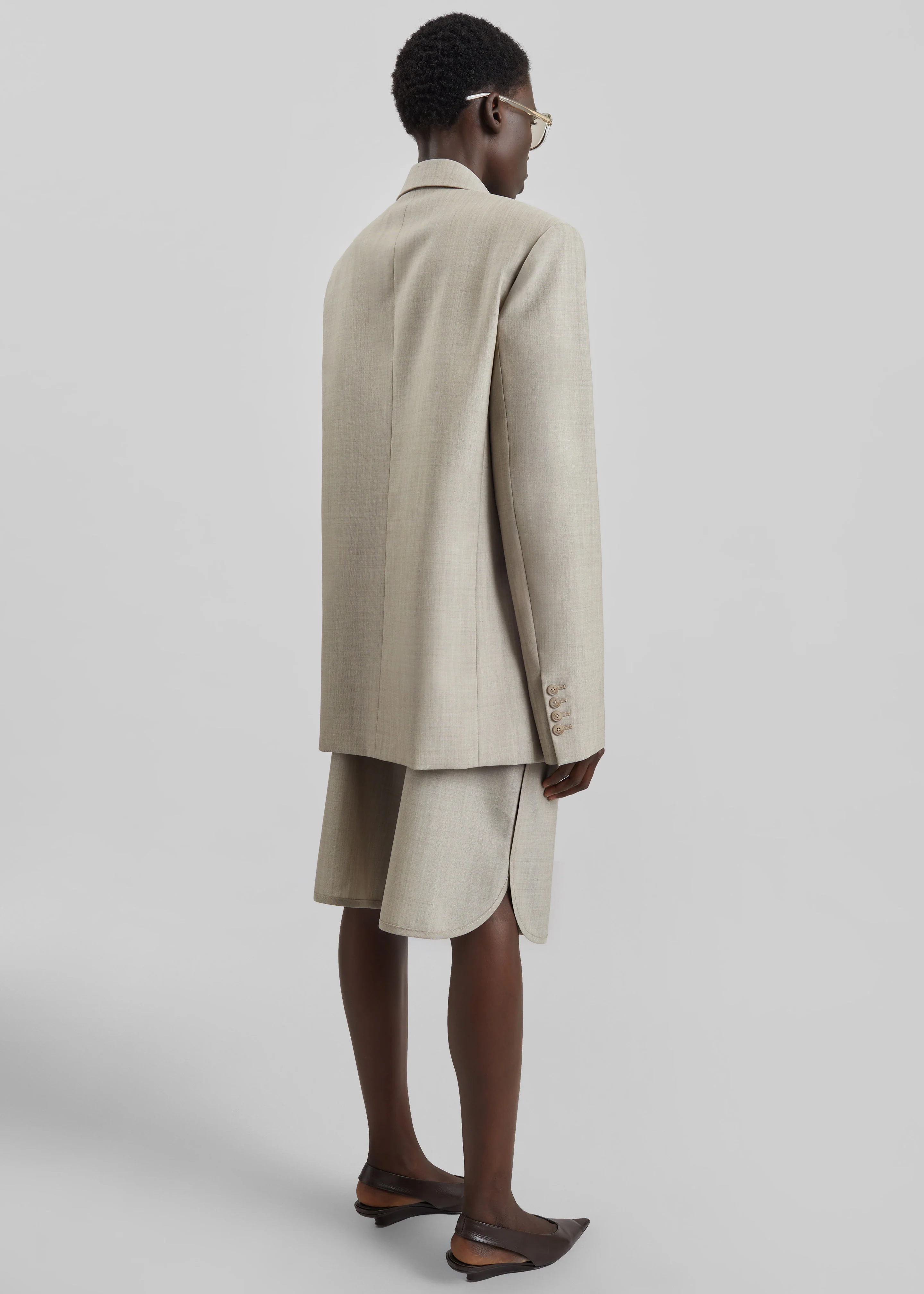 Newark Double Breasted Blazer - Beige Melange - Image 10