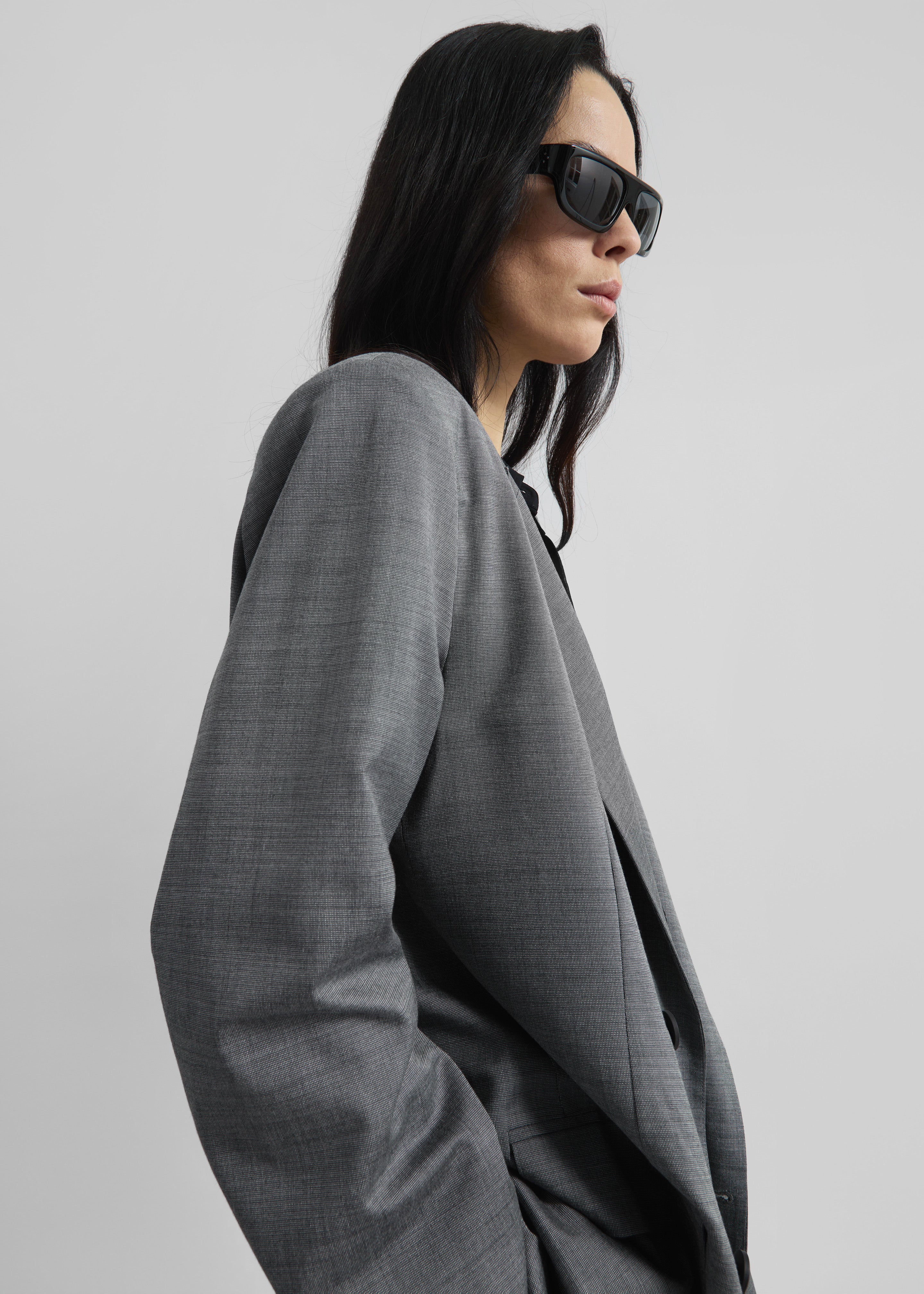 Newark Double Breasted Blazer - Grey Melange - Image 5