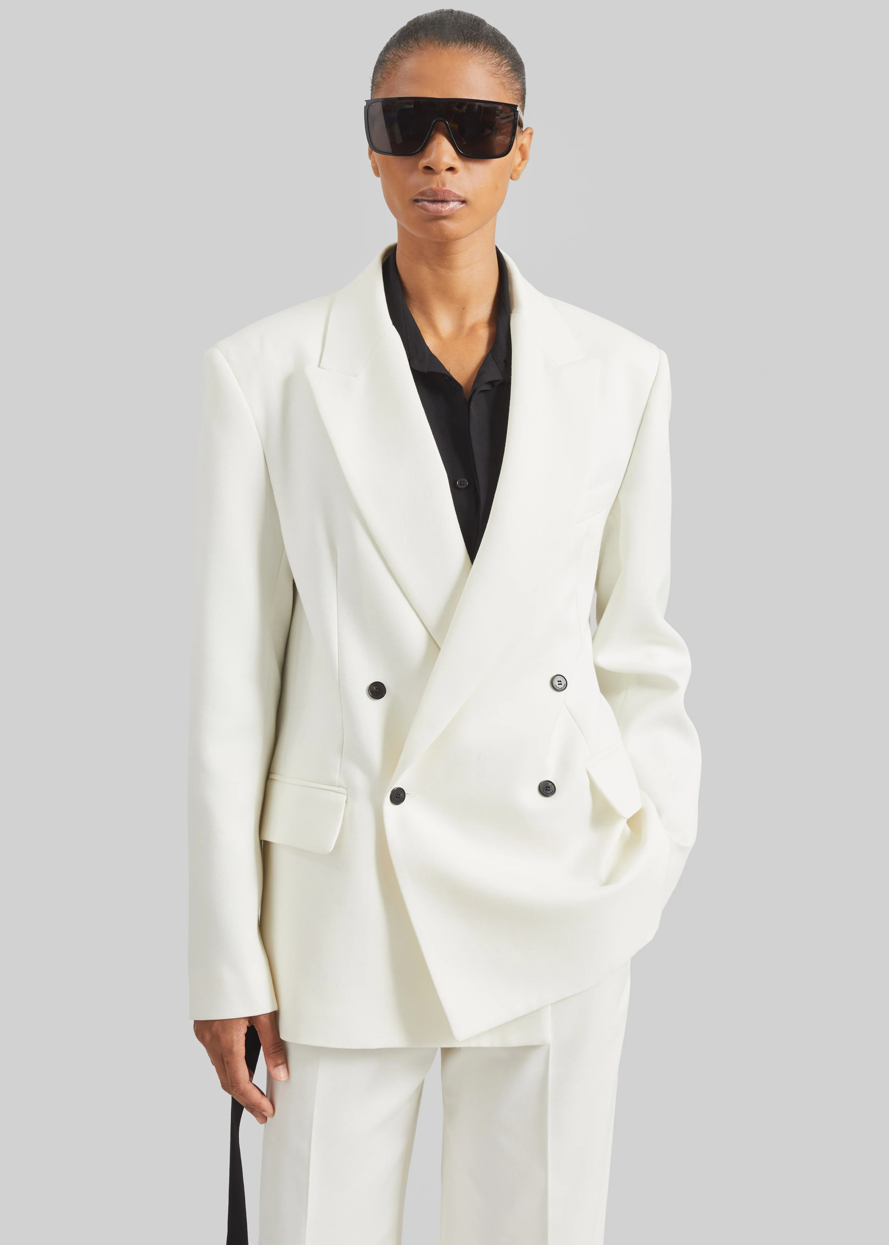 Newark Double Breasted Blazer - Ivory - Image 5