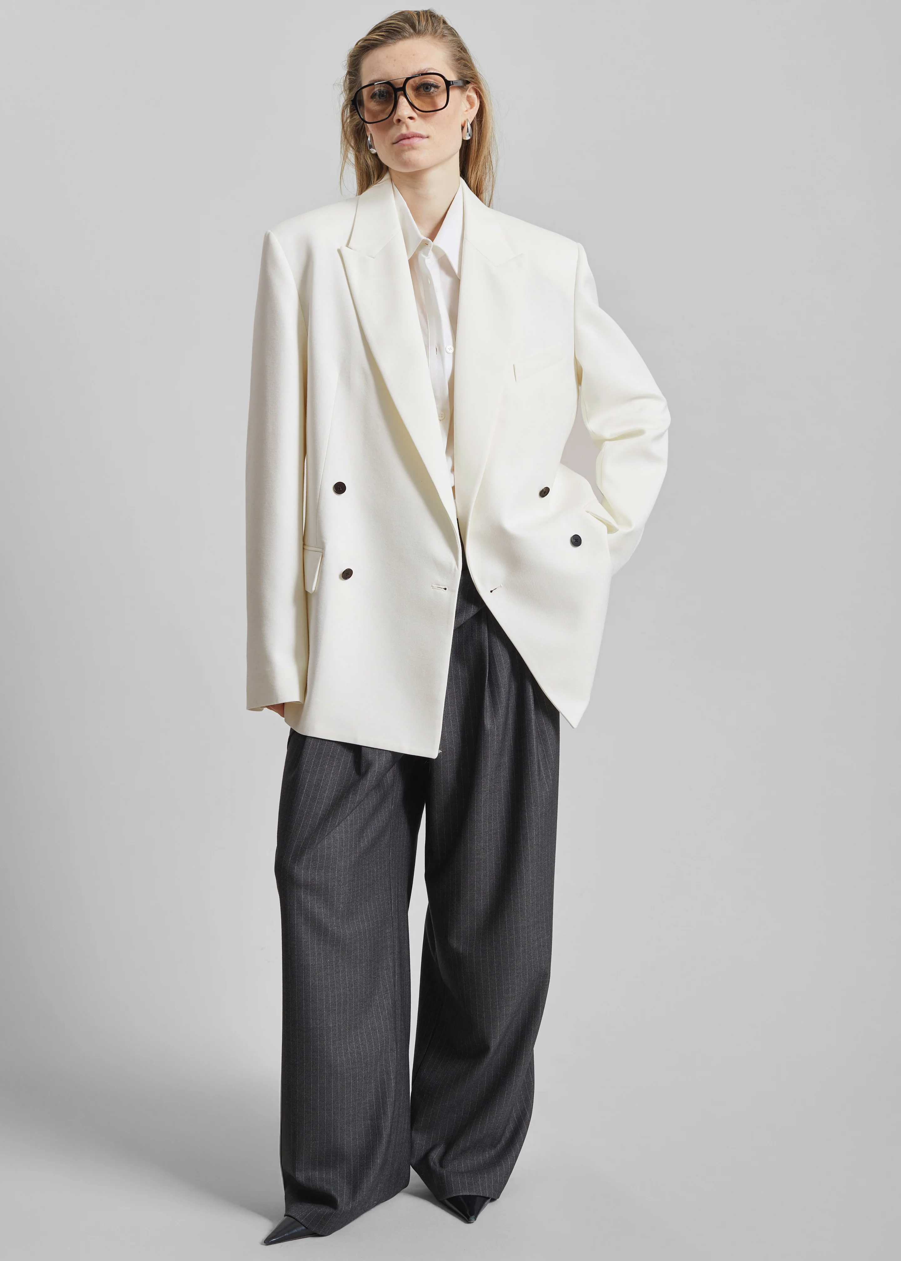 Newark Double Breasted Blazer - Ivory - Image 7