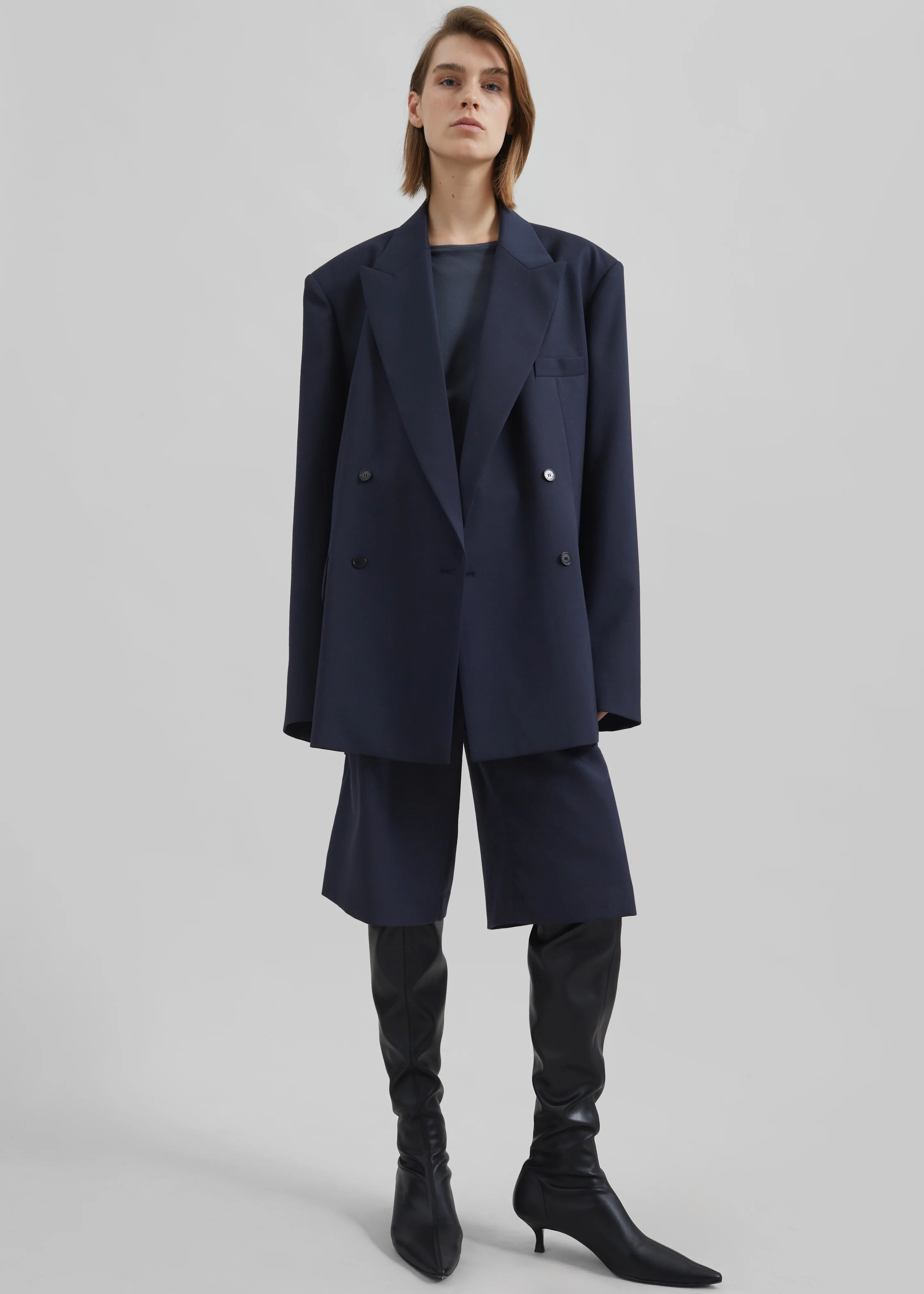 Newark Double Breasted Blazer - Navy - Image 4