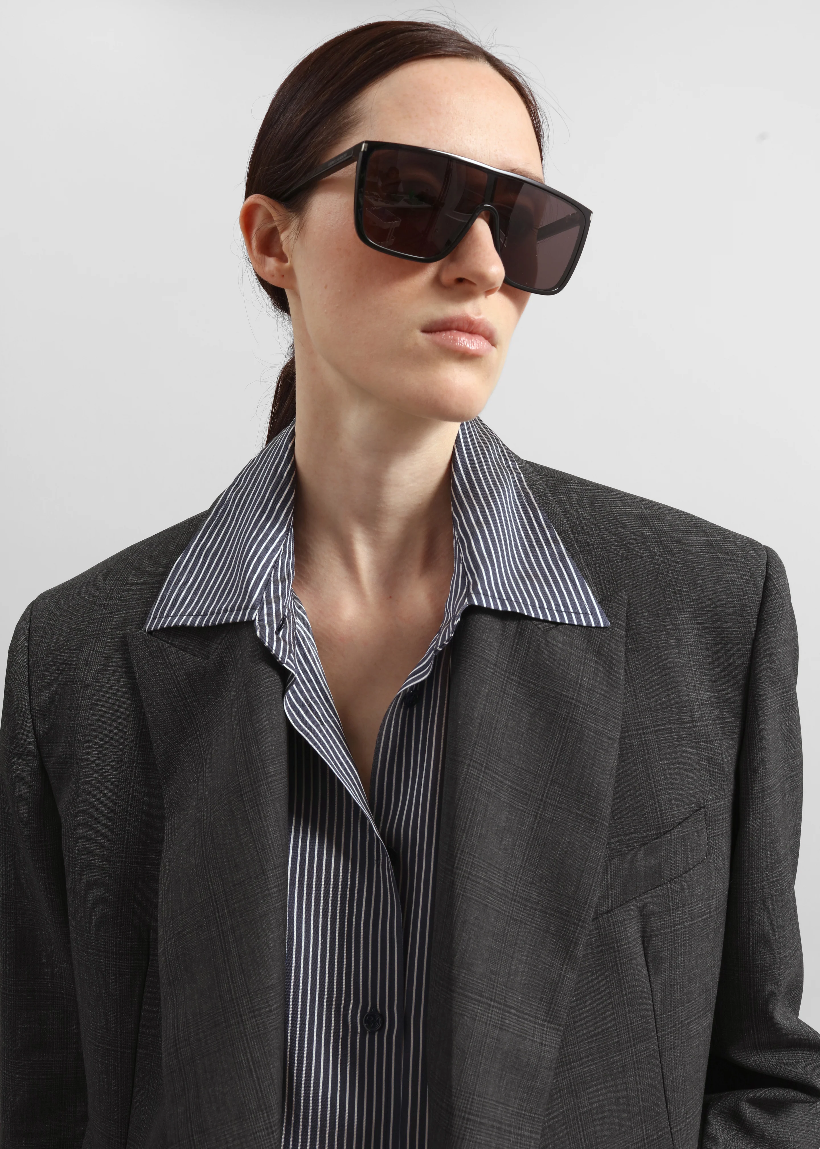 Newark Plaid Double Breasted Blazer - Dark Grey - Image 3