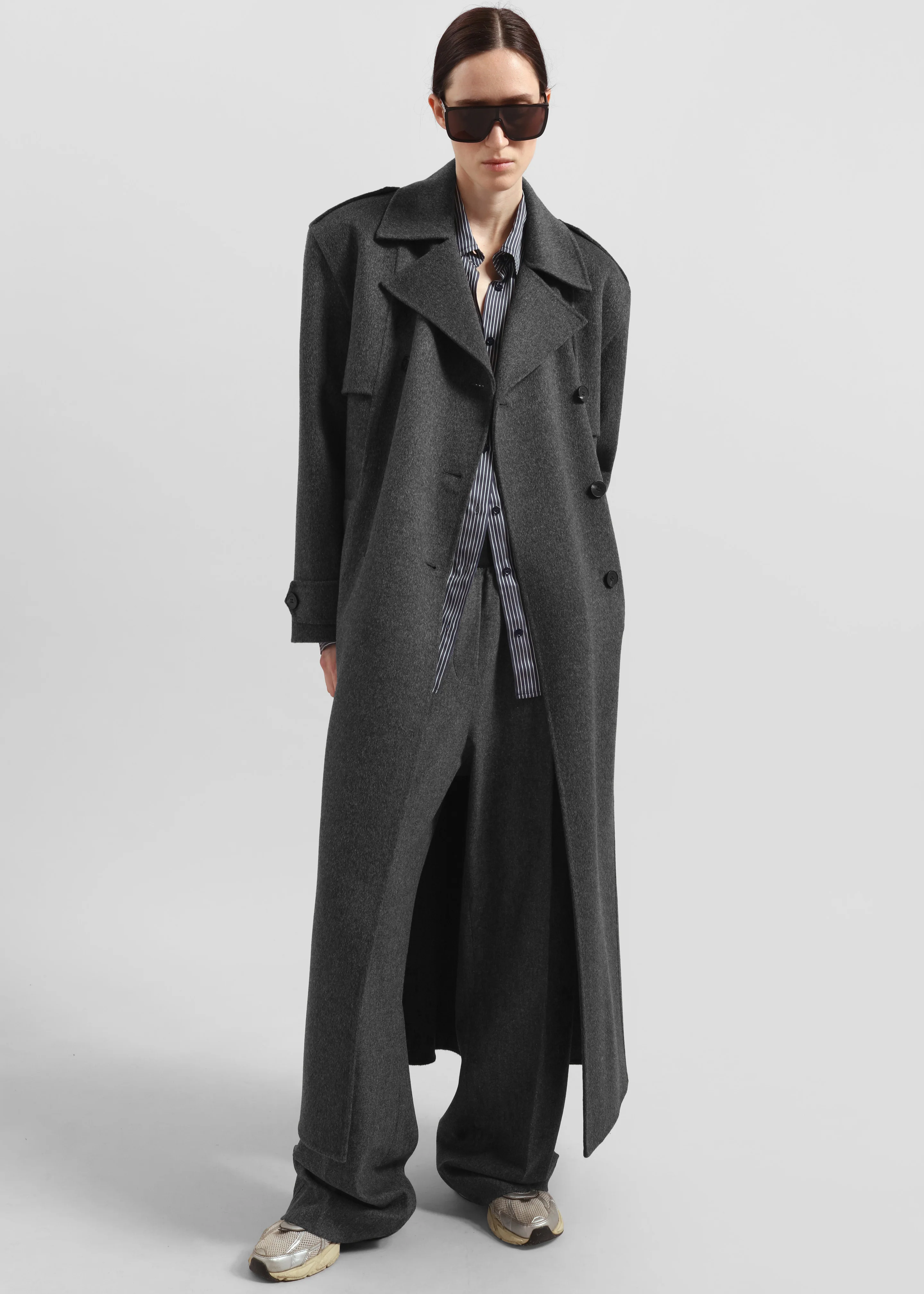 Nikola Padded Trench Coat - Dark Grey Melange - Image 3