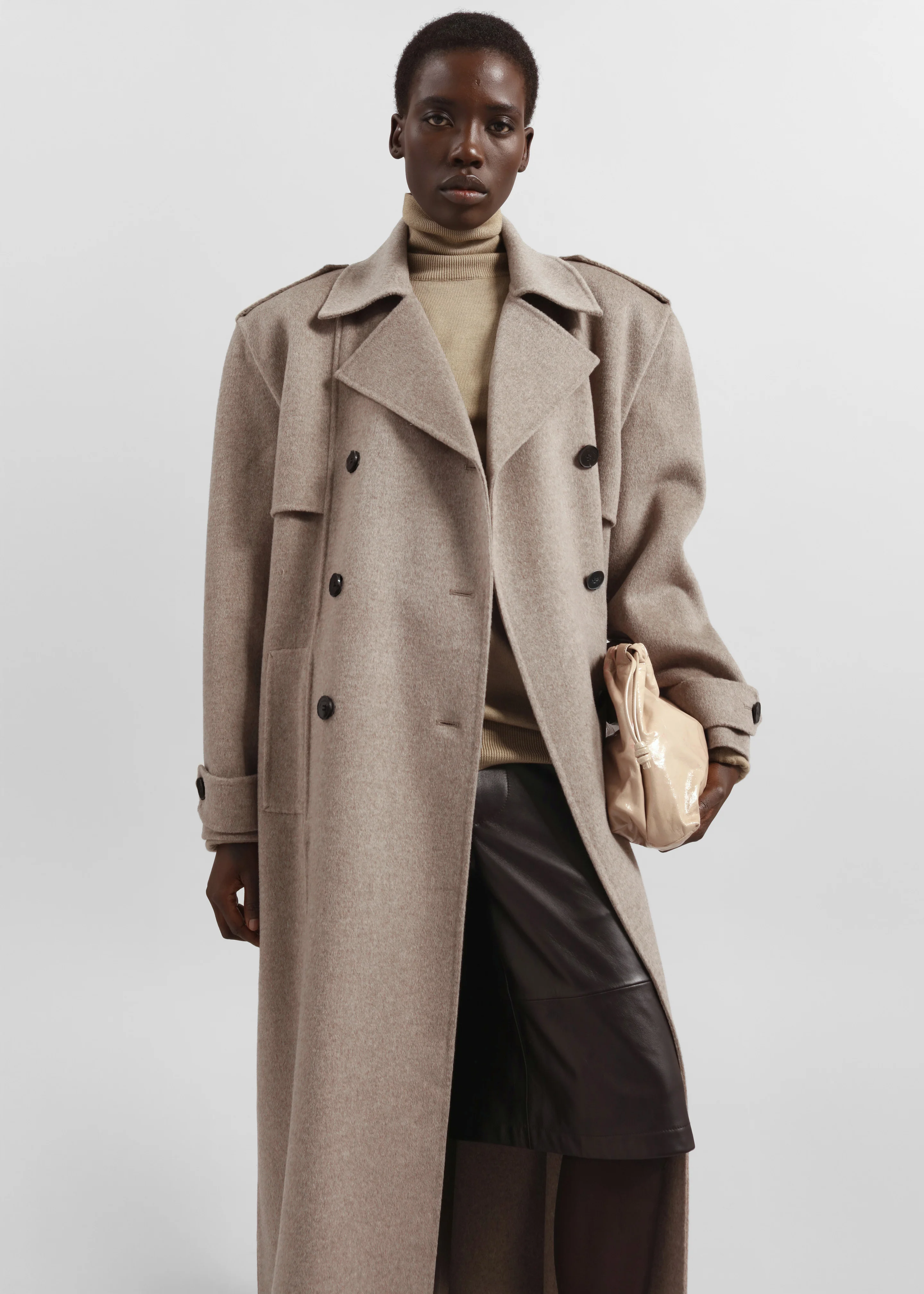 Nikola Padded Trench Coat - Taupe Melange - Image 5