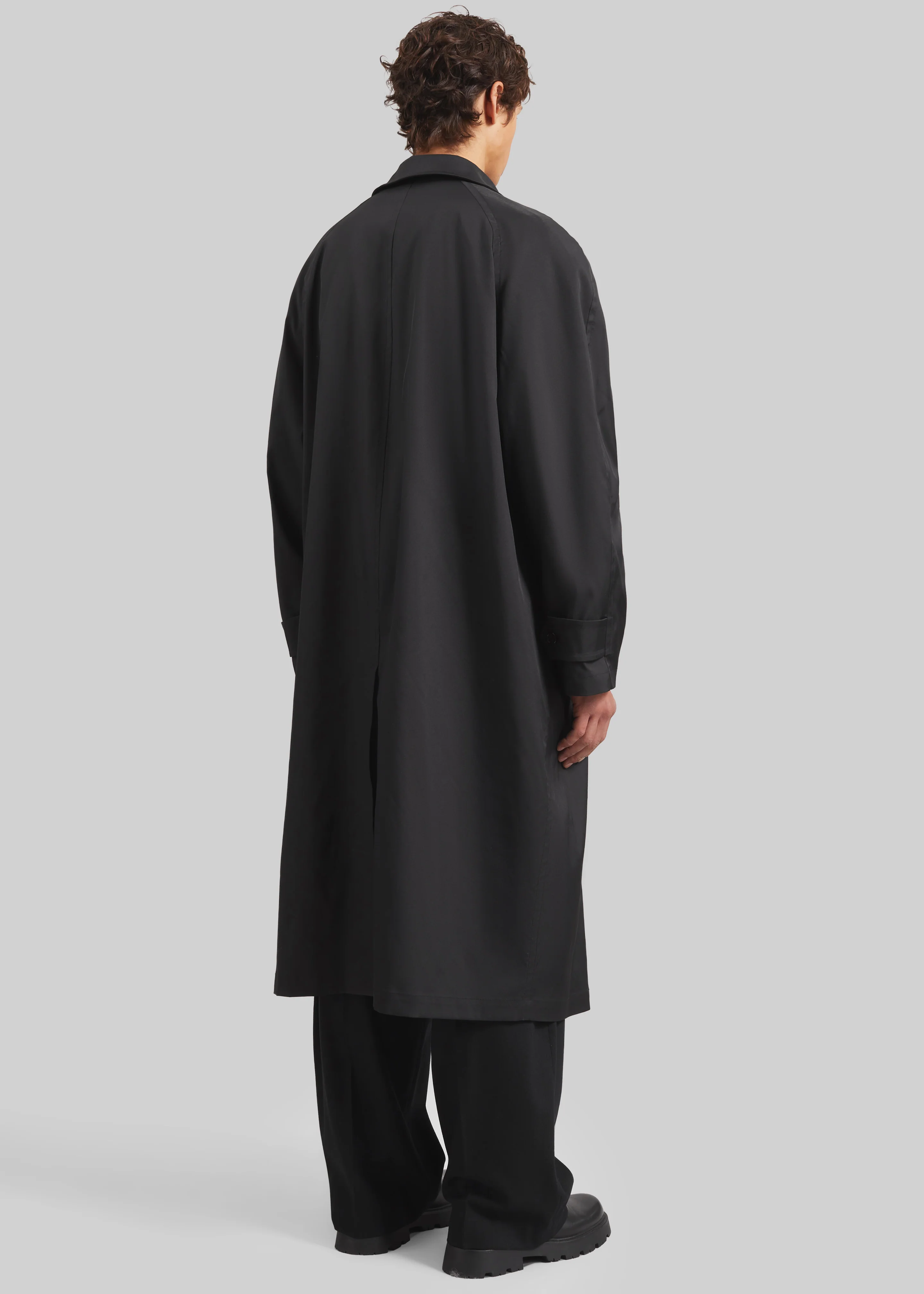Nils Raglan Sleeve Trench Coat - Black - Image 8