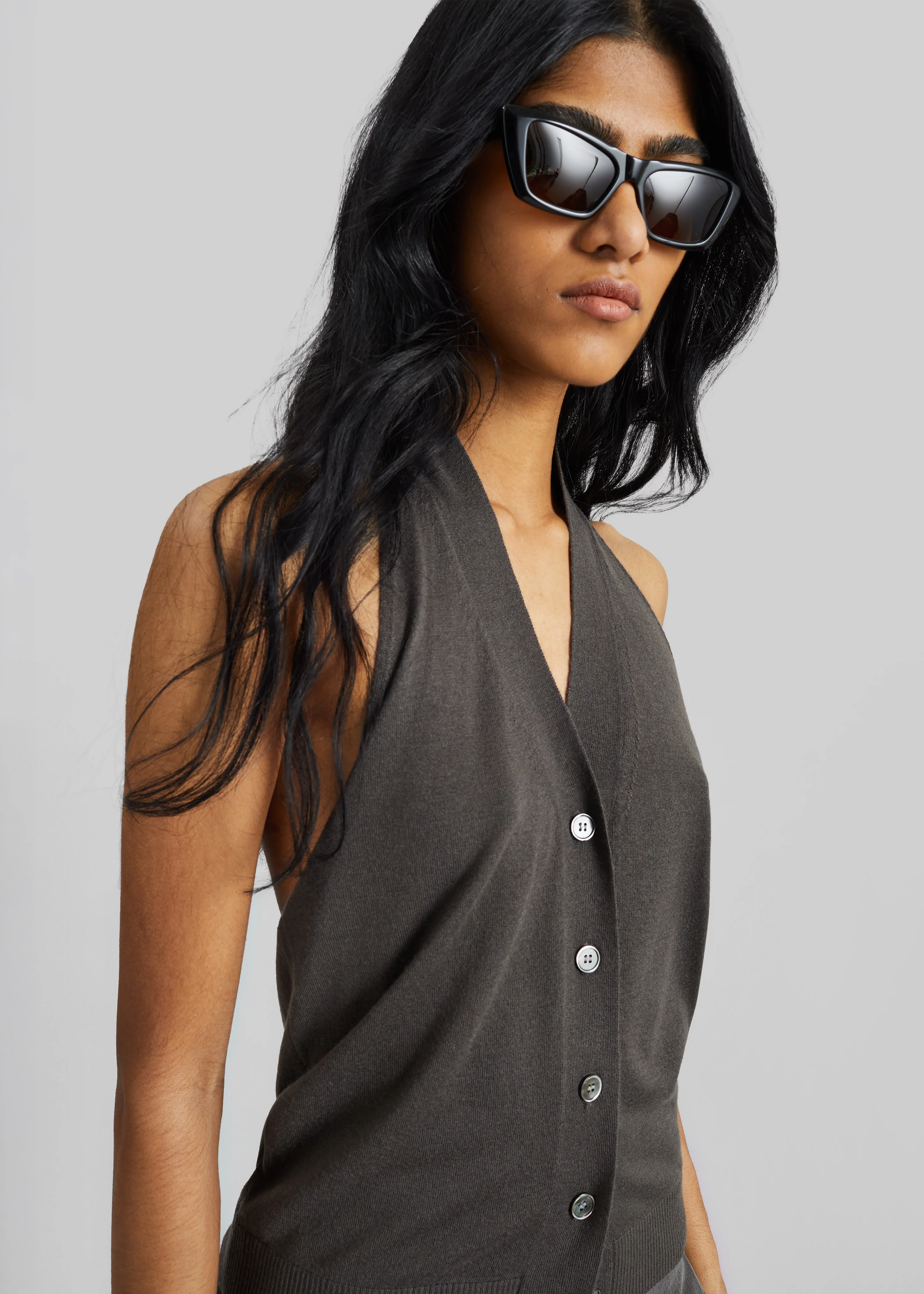Nimi Knit Halter Top - Charcoal - Image 4