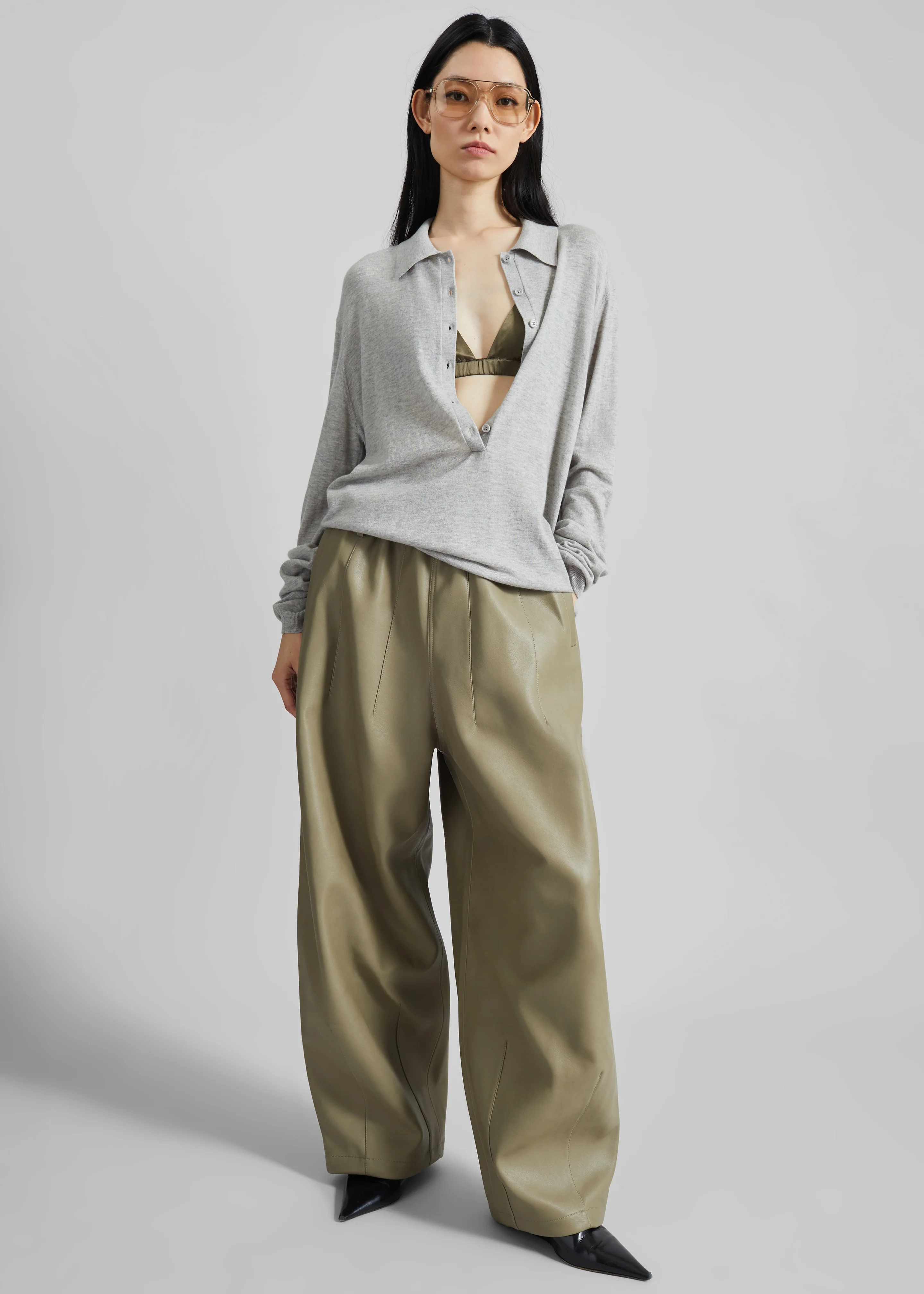 Nina Silk Bralette - Olive - Image 4