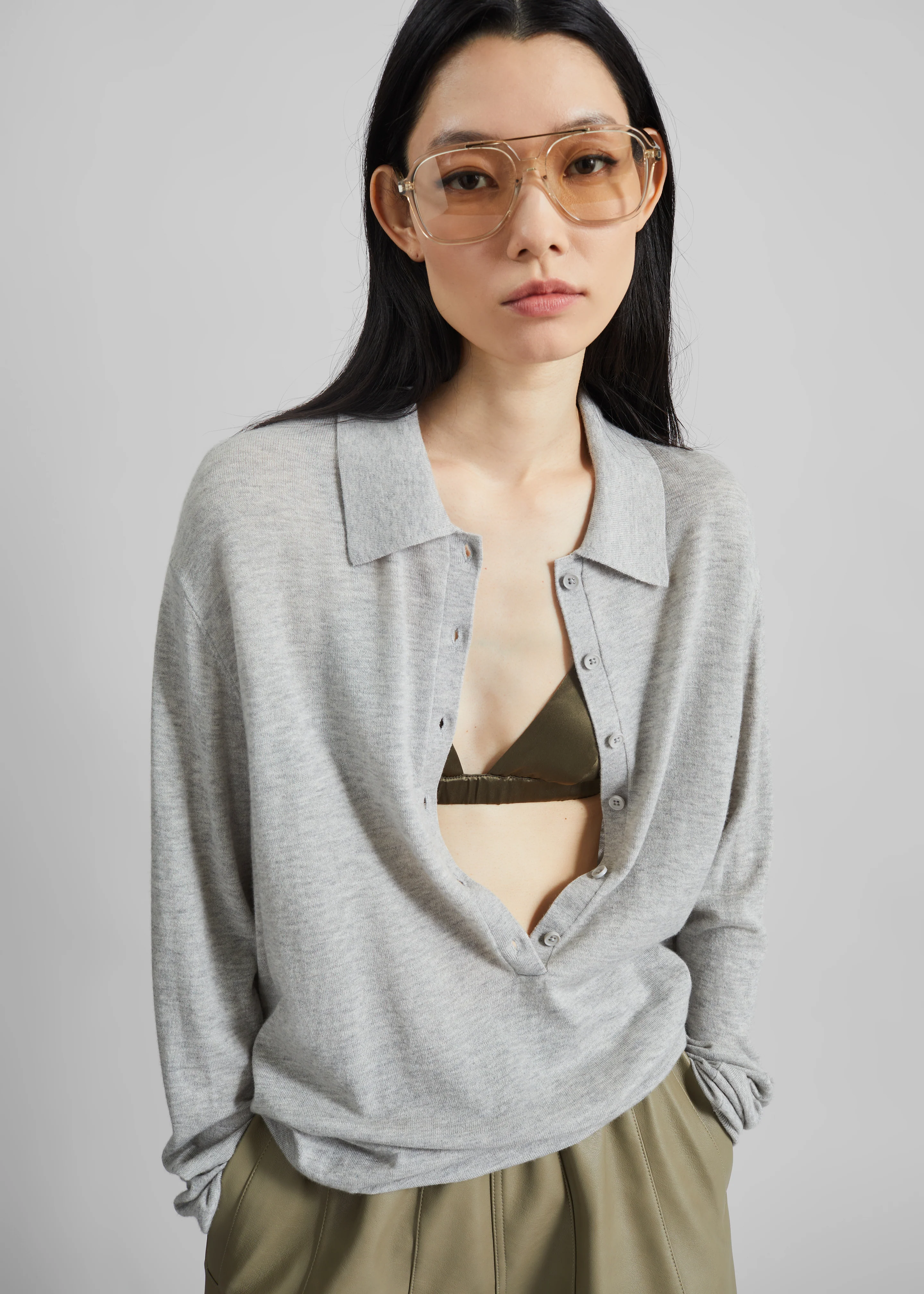 Nina Silk Bralette - Olive - Image 6