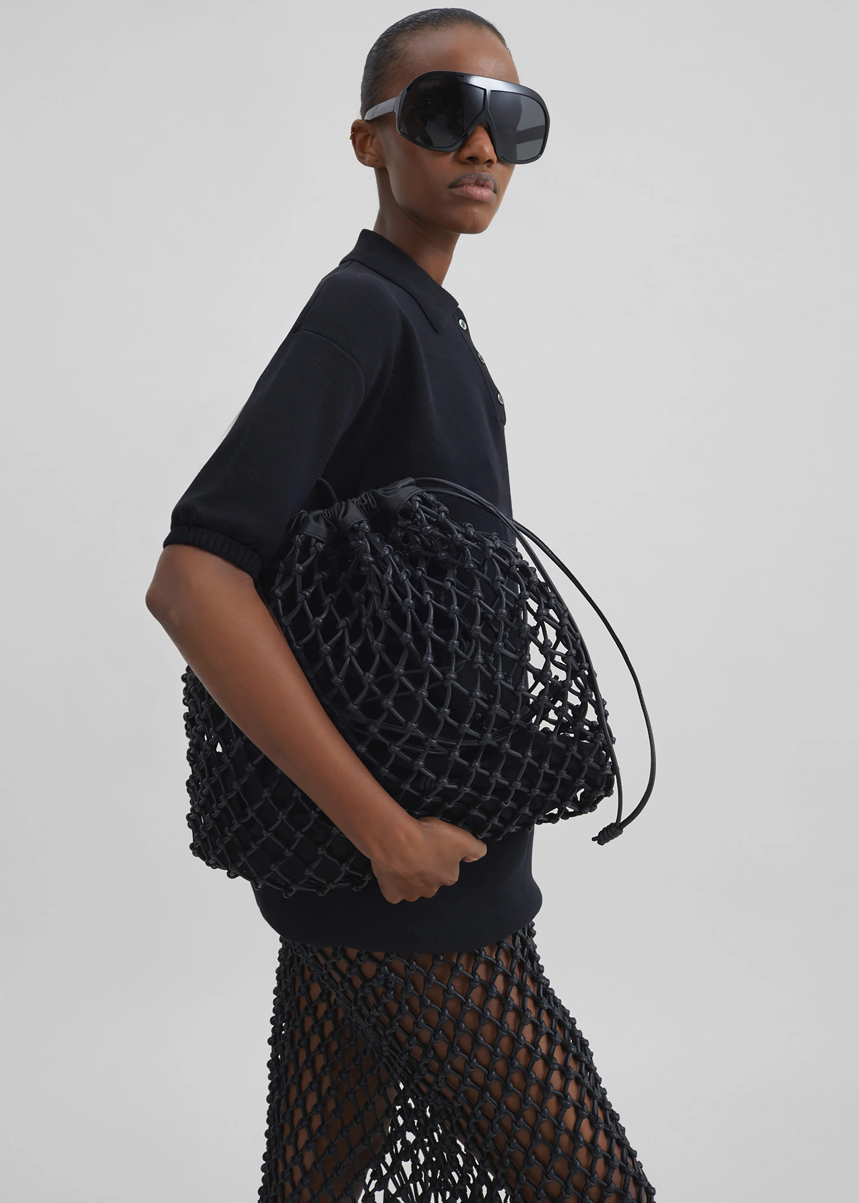 Nola Knit Polo Top - Black - Image 4