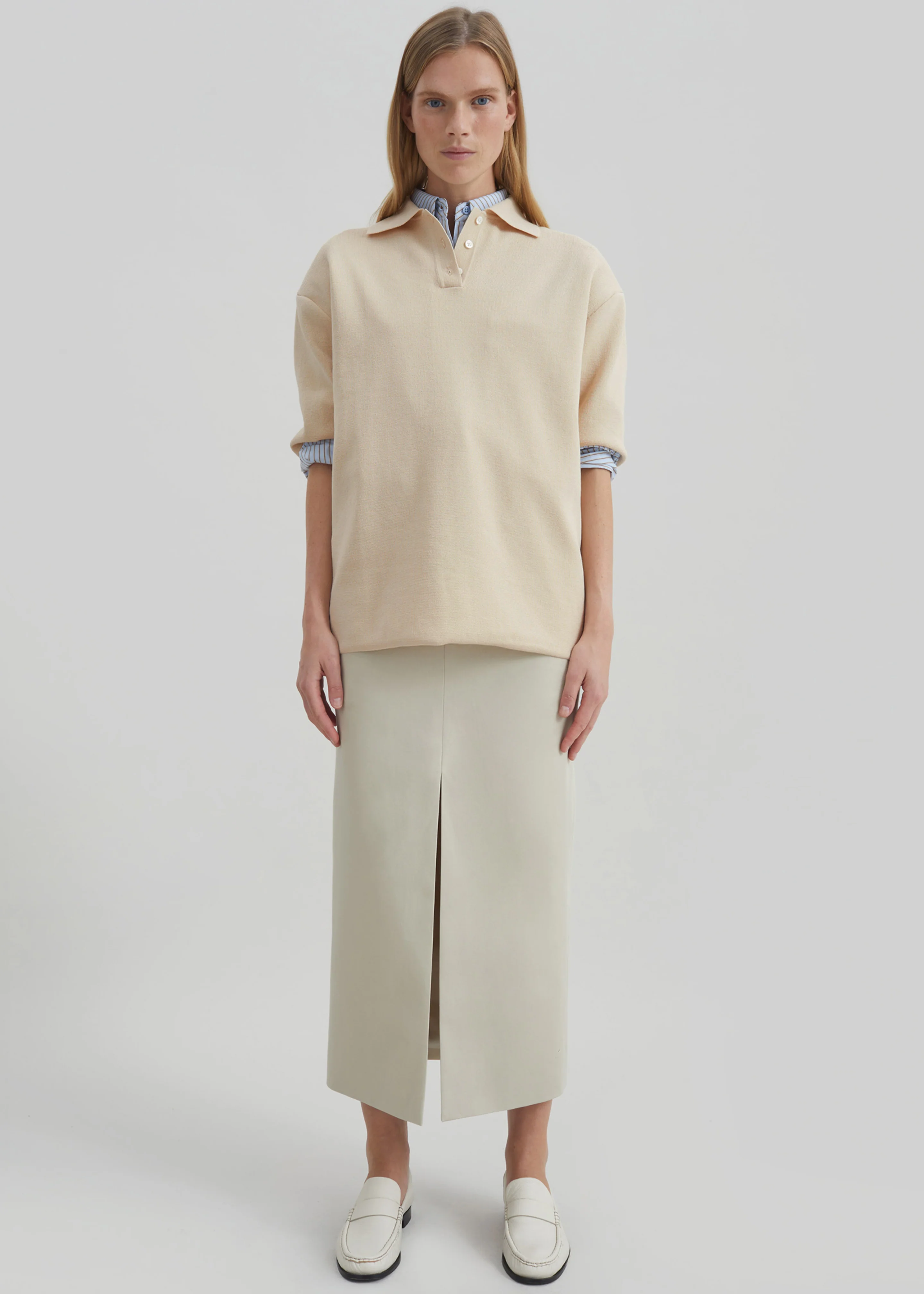 Nola Knit Polo Top - Cream - Image 3