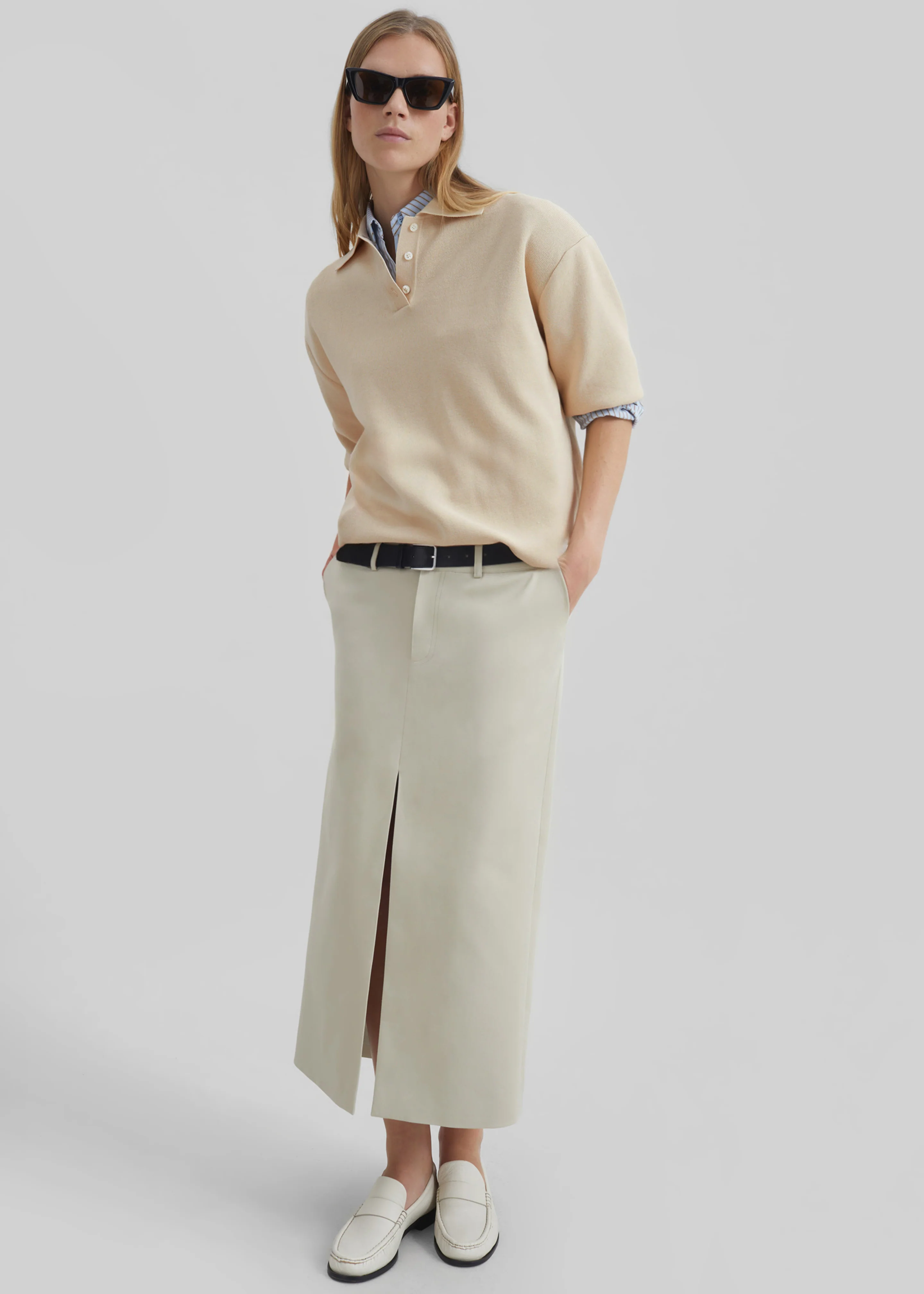 Nola Knit Polo Top - Cream - Image 5