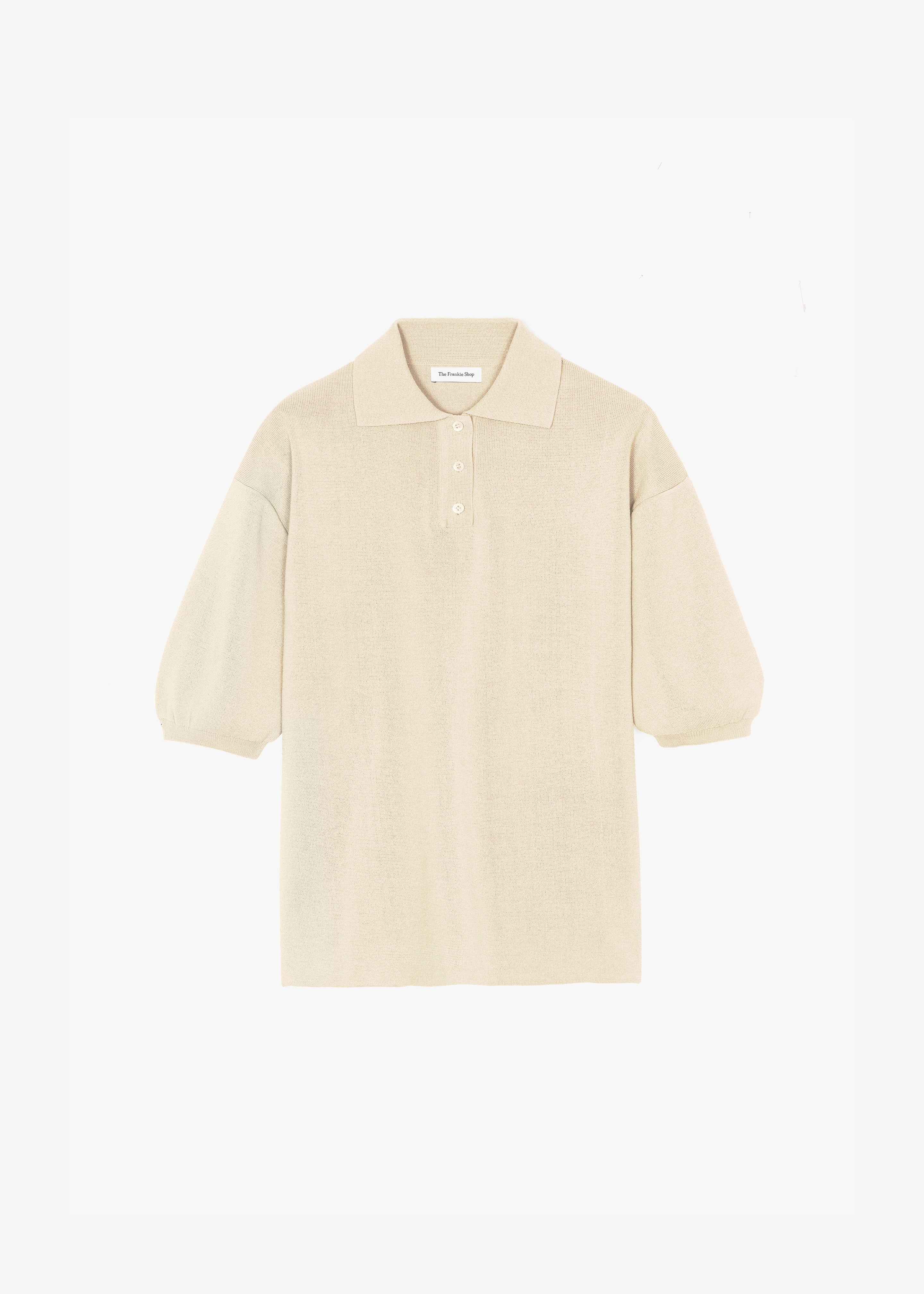 Nola Knit Polo Top - Cream - Image 8