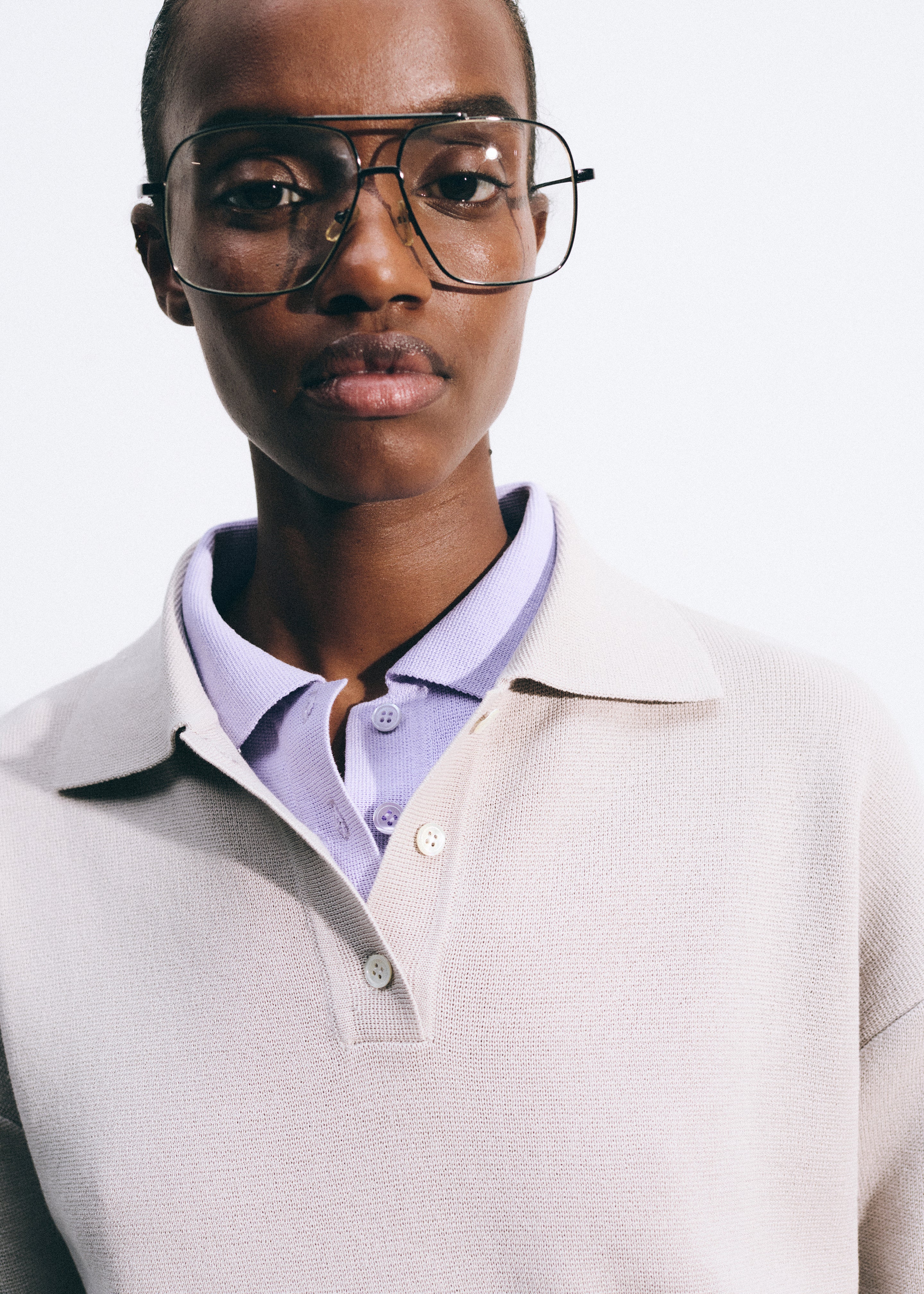 Nola Knit Polo Top - Lavender - Image 5