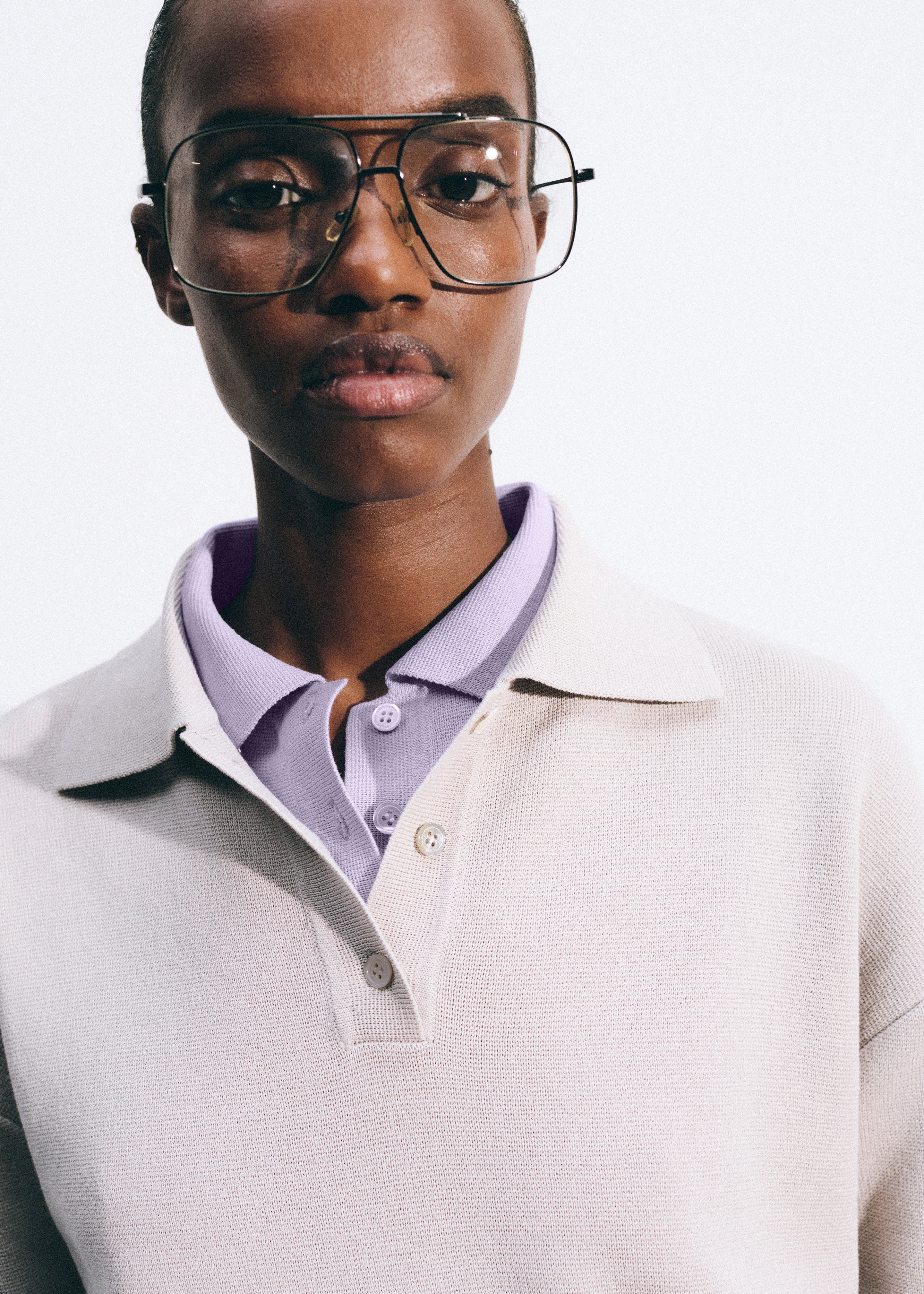 Nola Knit Polo Top - Slate Grey - Image 3