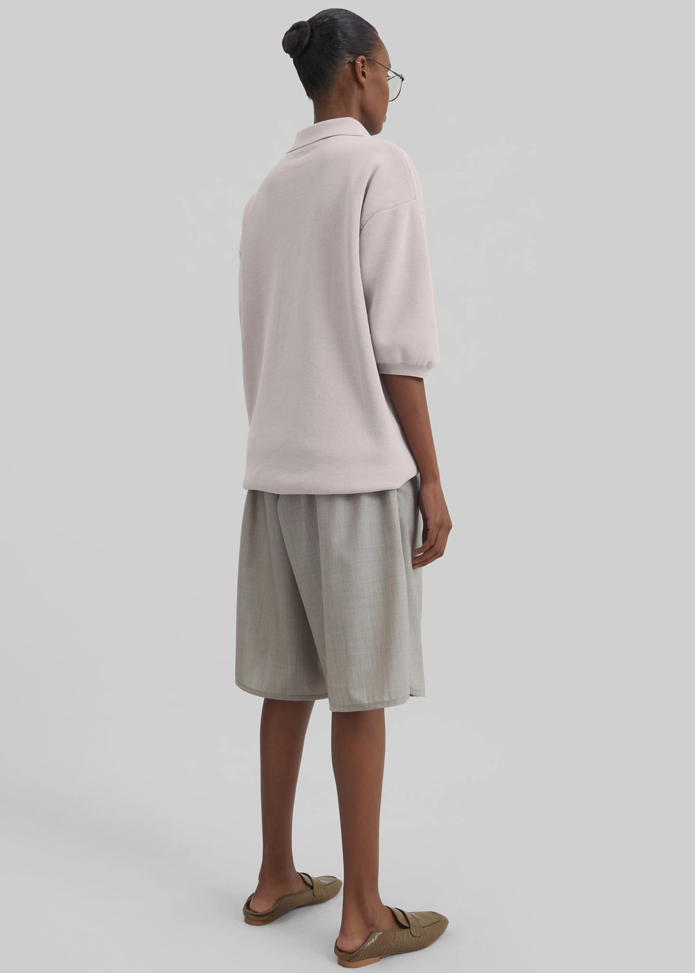 Nola Knit Polo Top - Slate Grey - Image 7