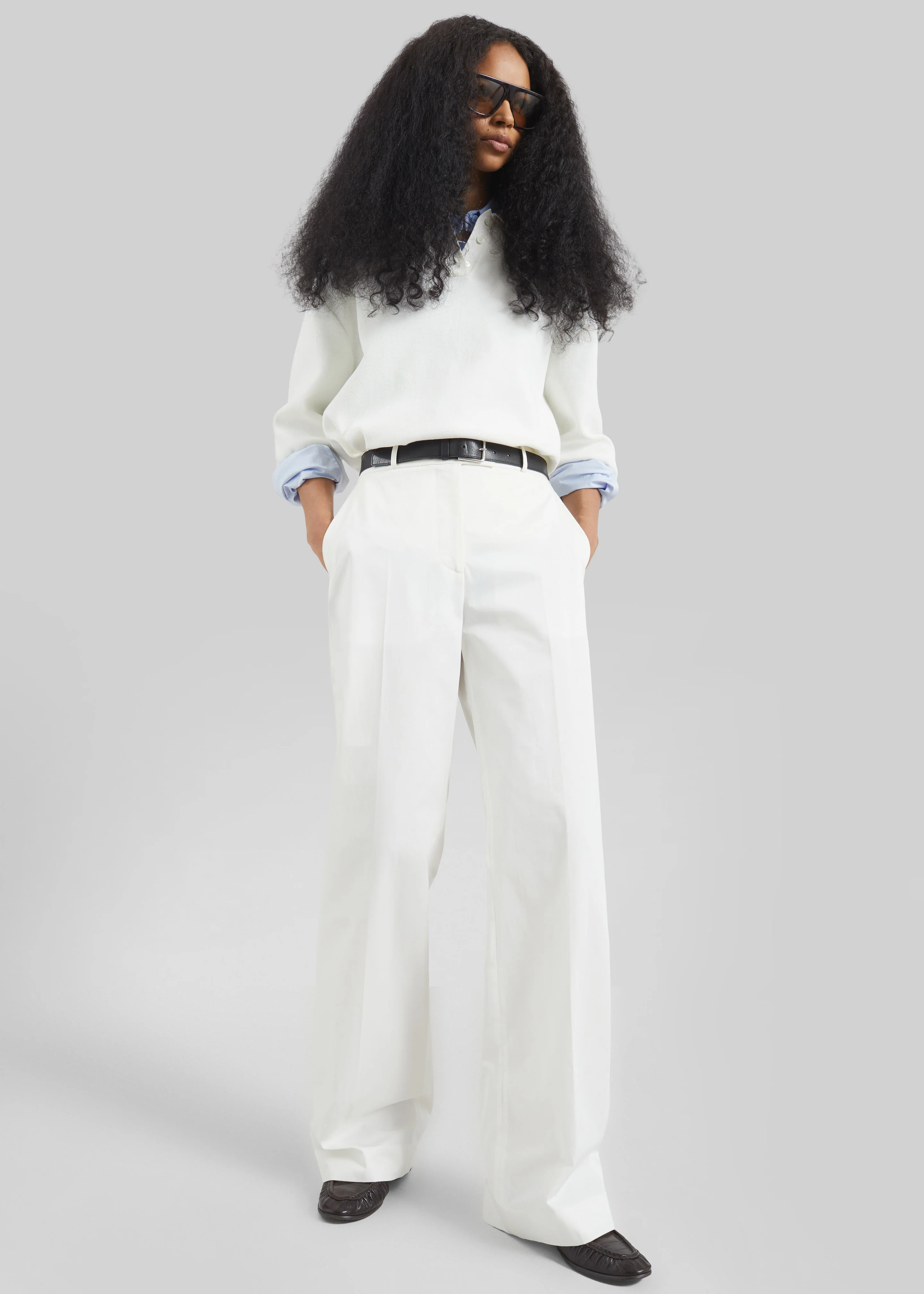 Nola Knit Polo Top - White - Image 3