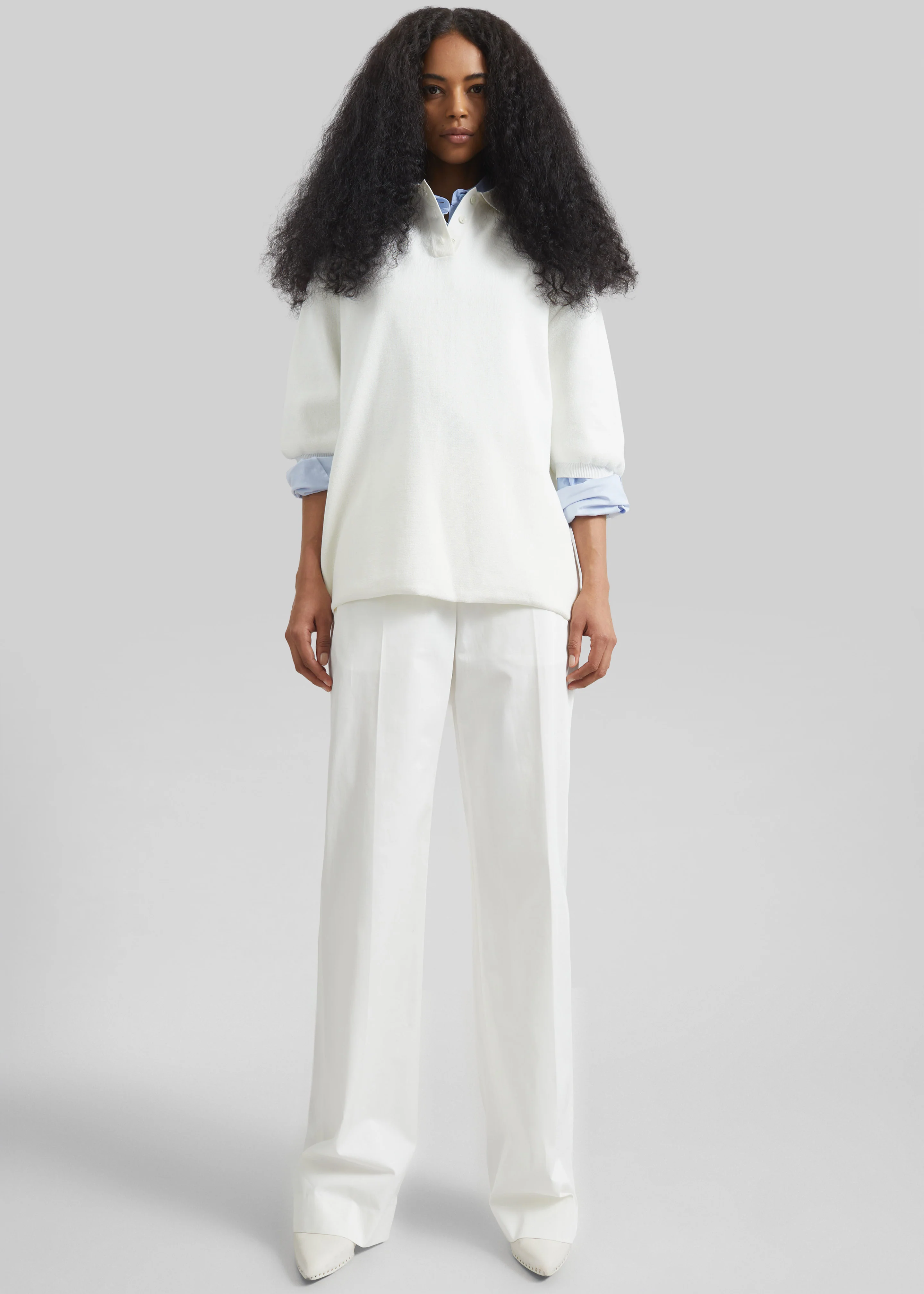 Nola Knit Polo Top - White - Image 4