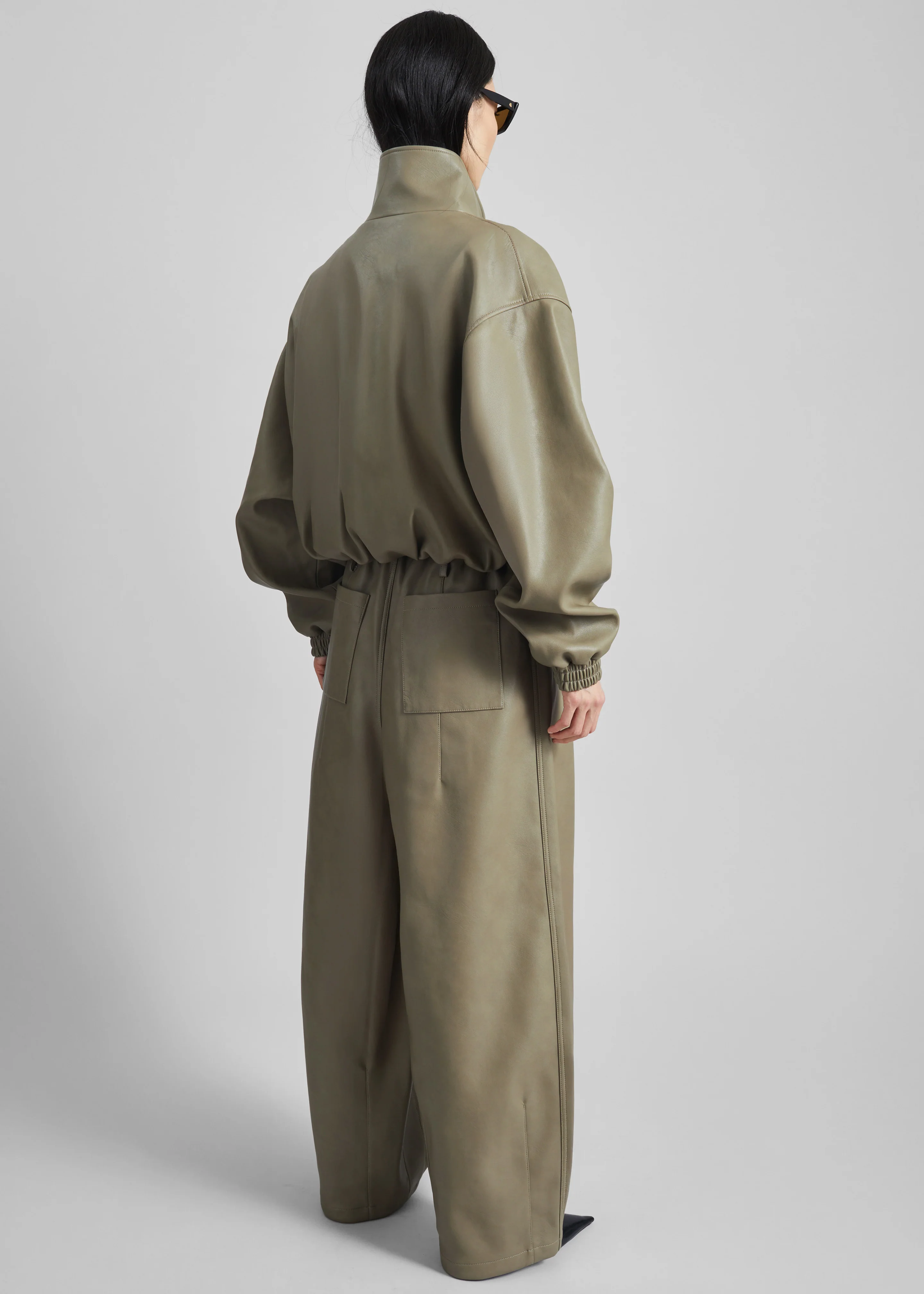 Nolita Faux Leather Bomber Jacket - Sage - Image 7
