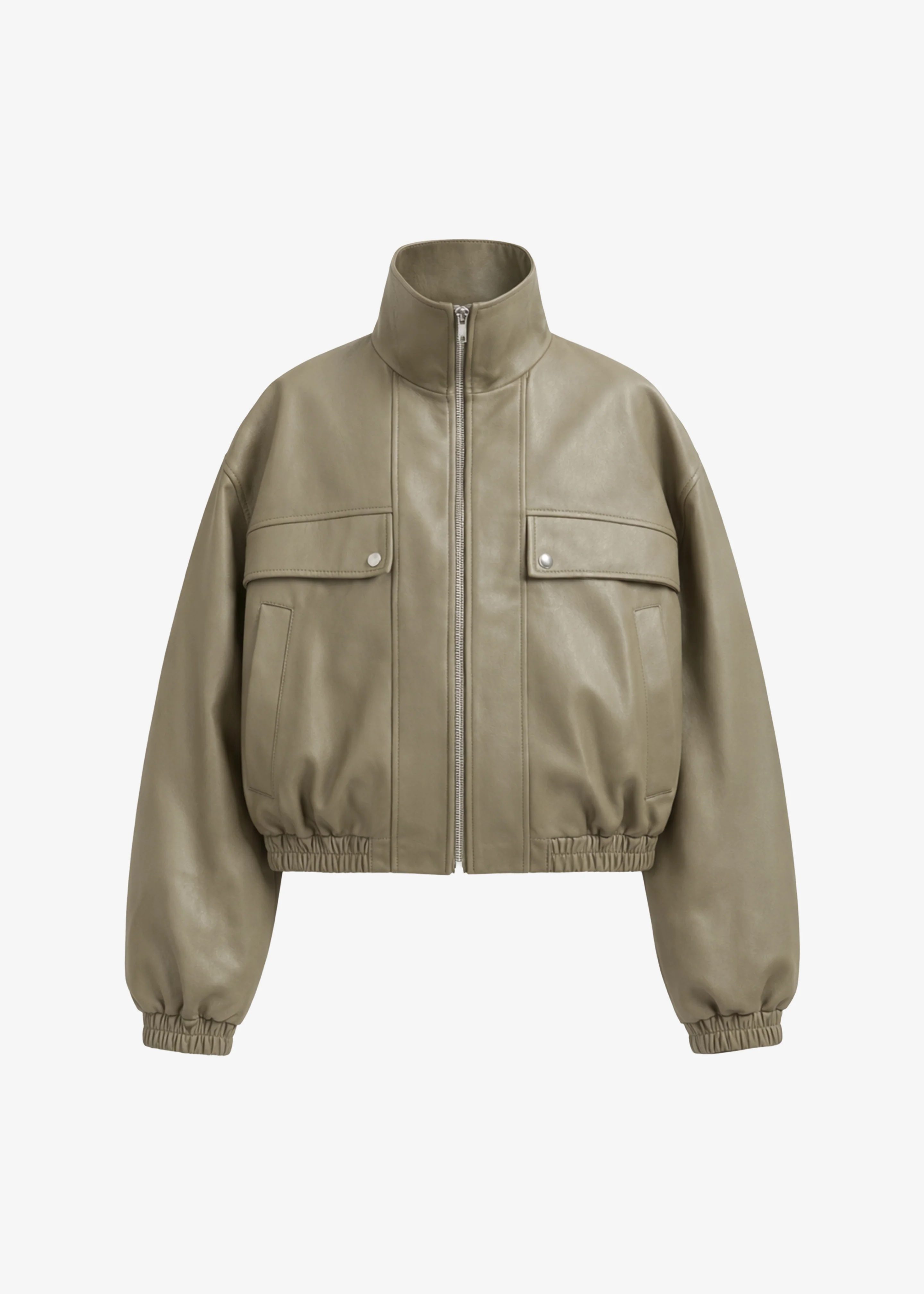 Nolita Faux Leather Bomber Jacket - Sage - Image 8