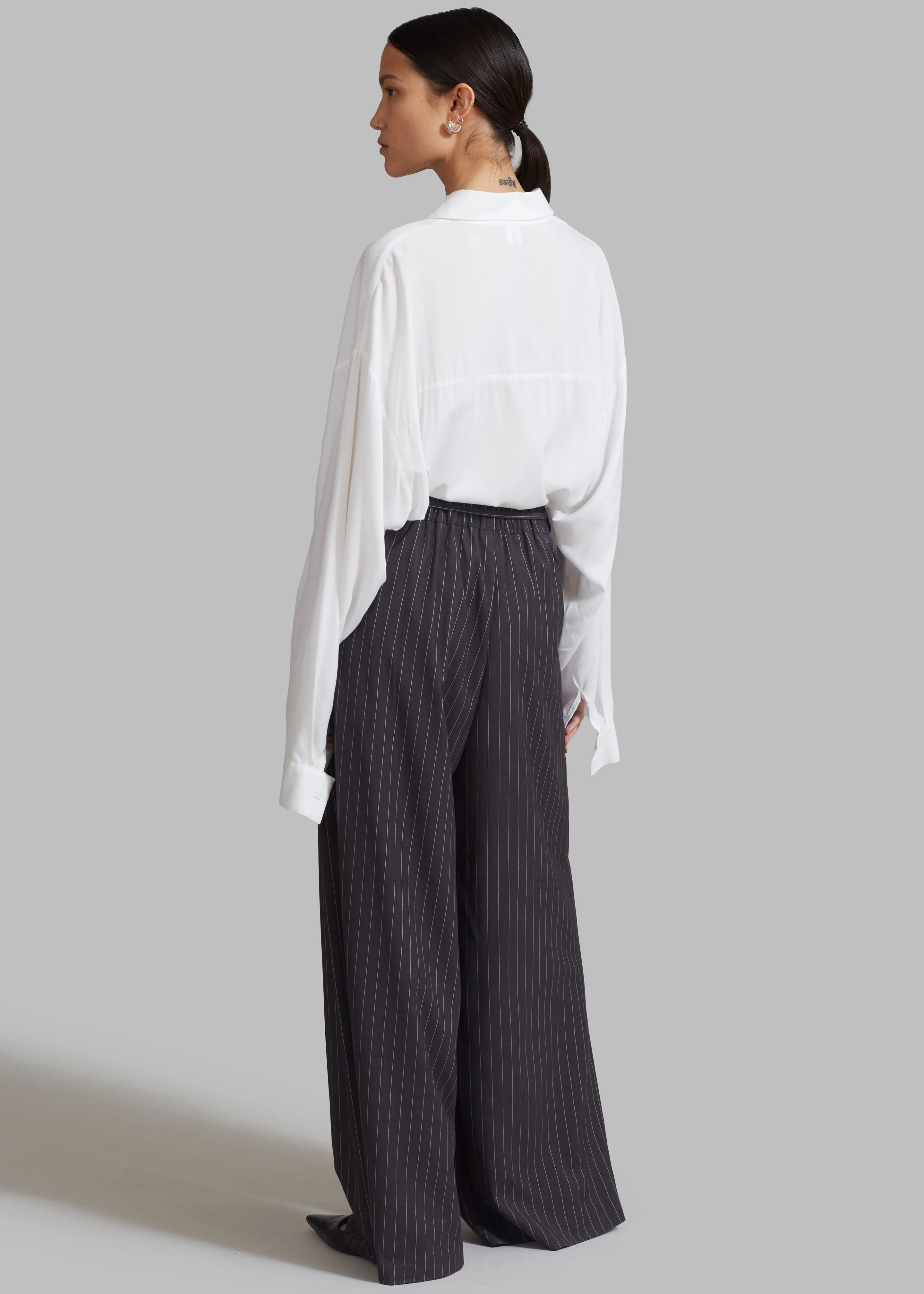 Noor Wide Pants - Grey Pinstripe - Image 11