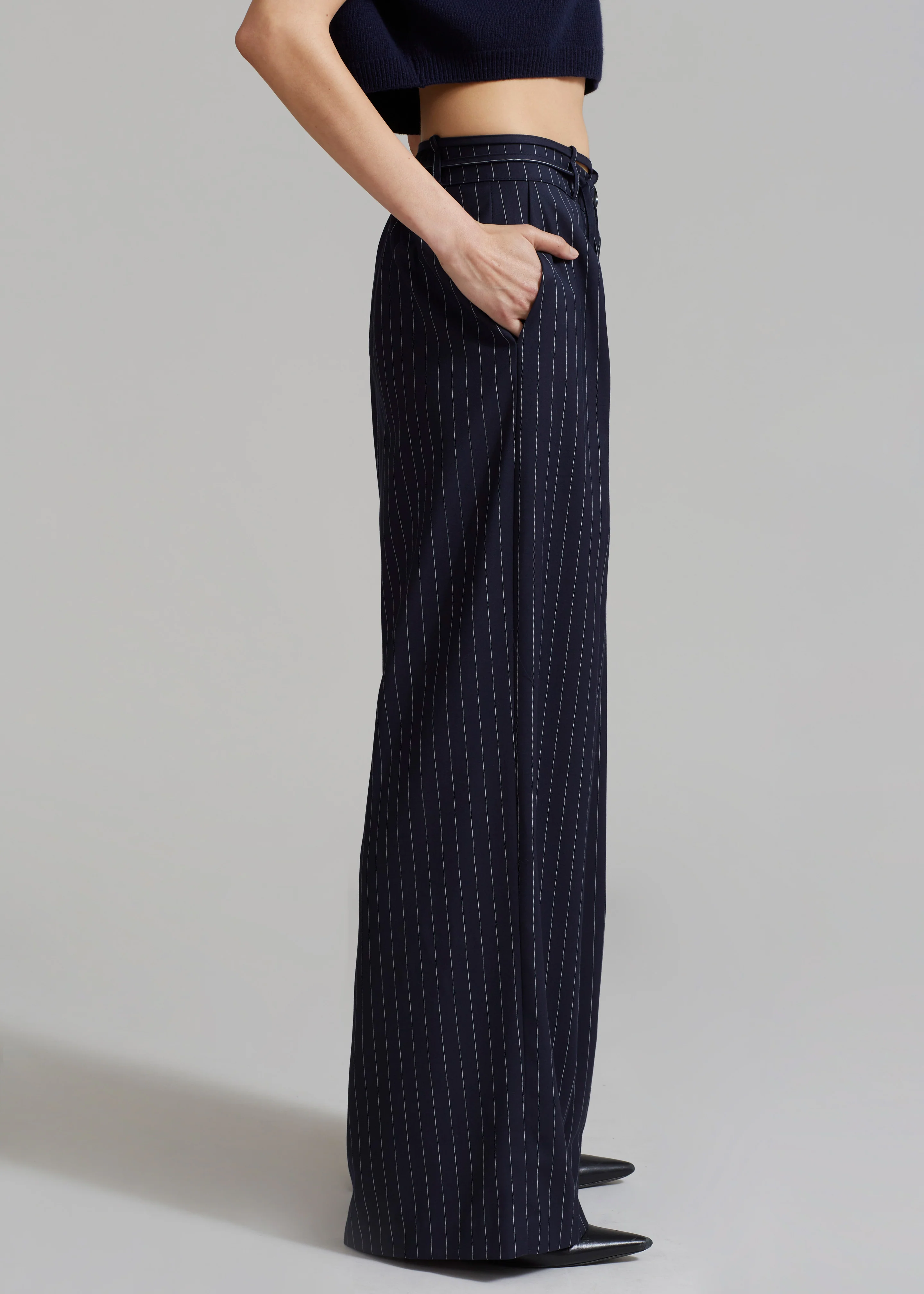Noor Wide Pants - Navy Pinstripe - Image 7