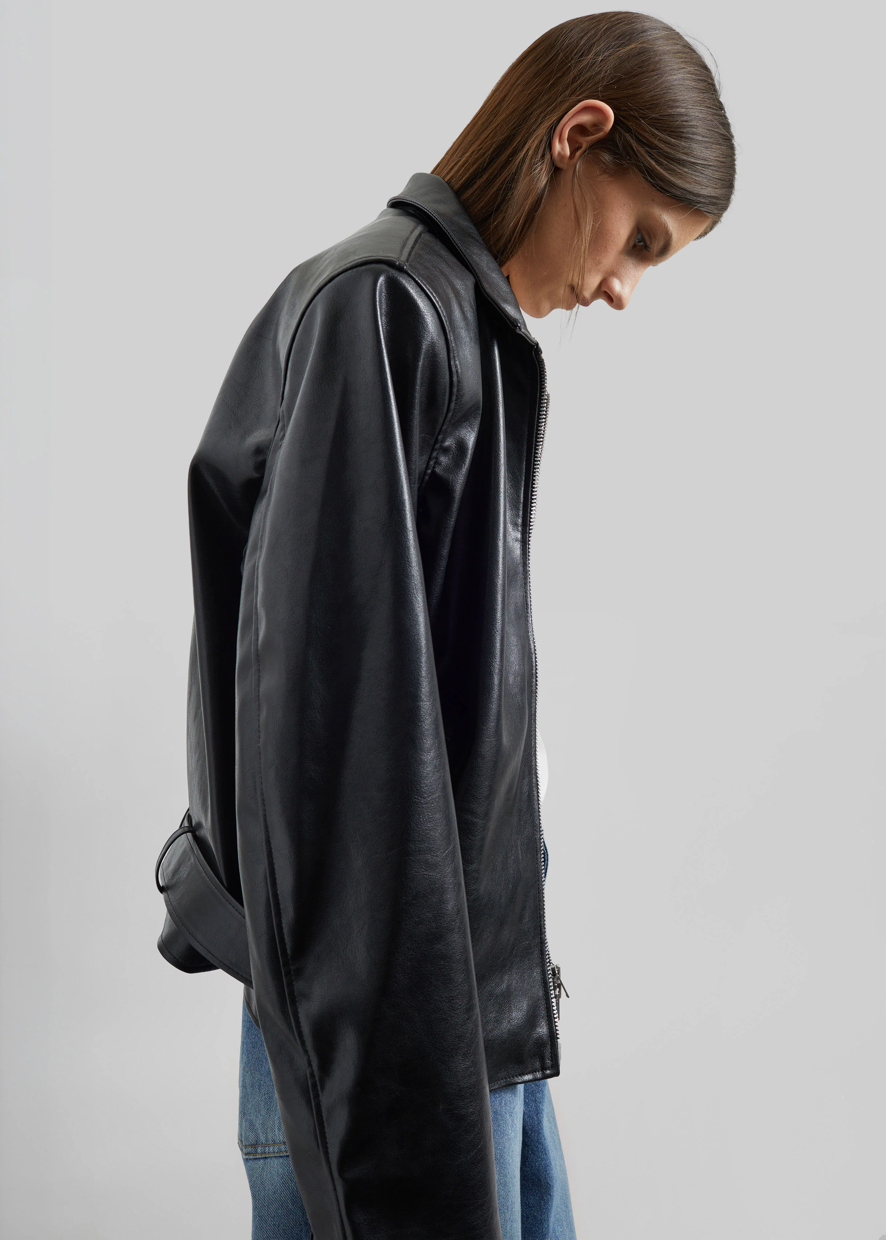 Norbury Faux Leather Jacket - Black - Image 4