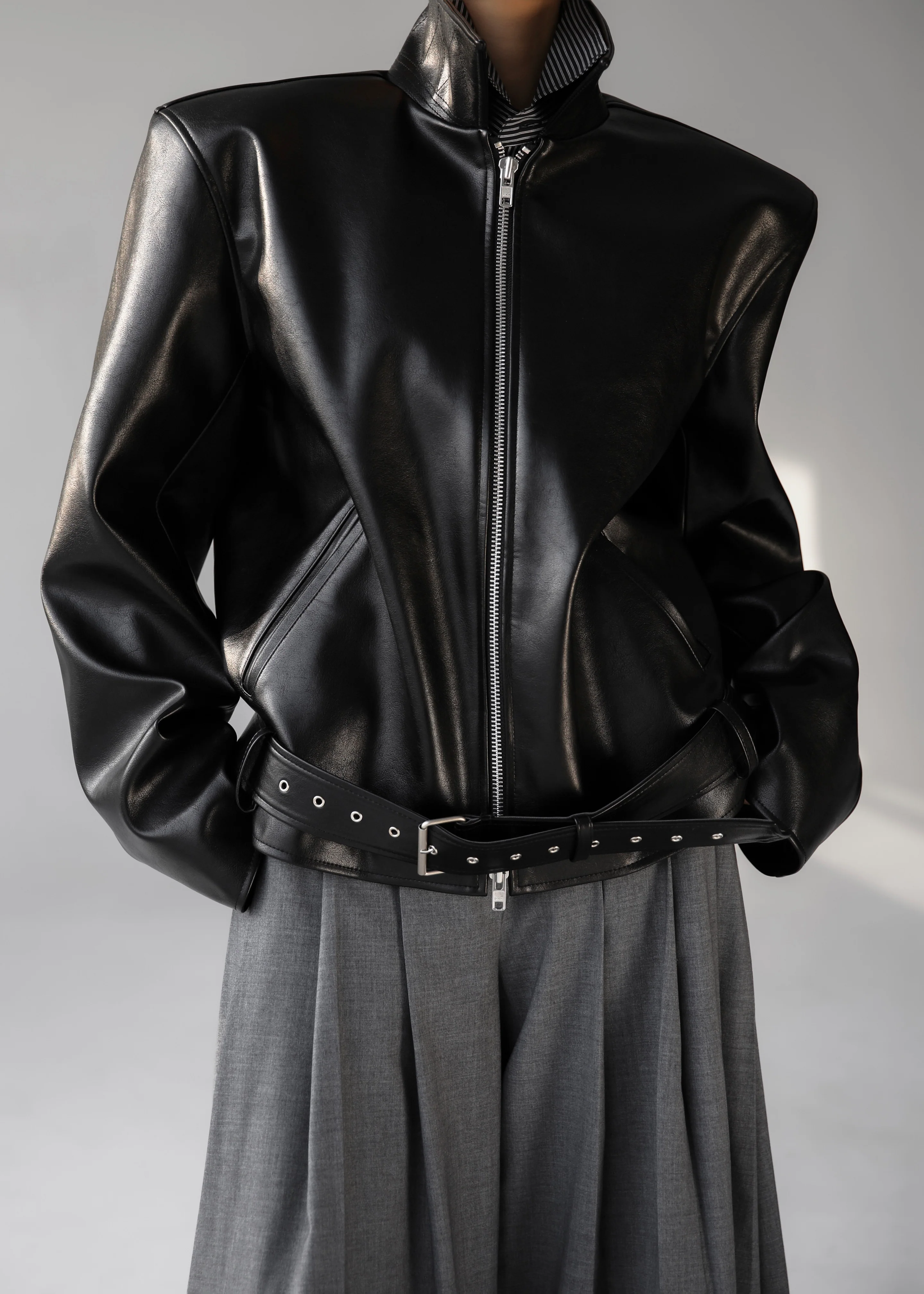 Norbury Faux Leather Jacket - Black - Image 6